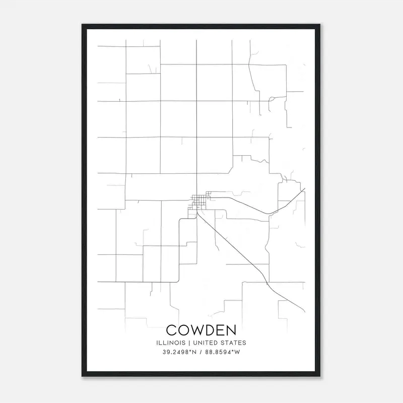 Cowden Illinois Map Poster, Modern Home Decor Wall Art Print - Custom ...