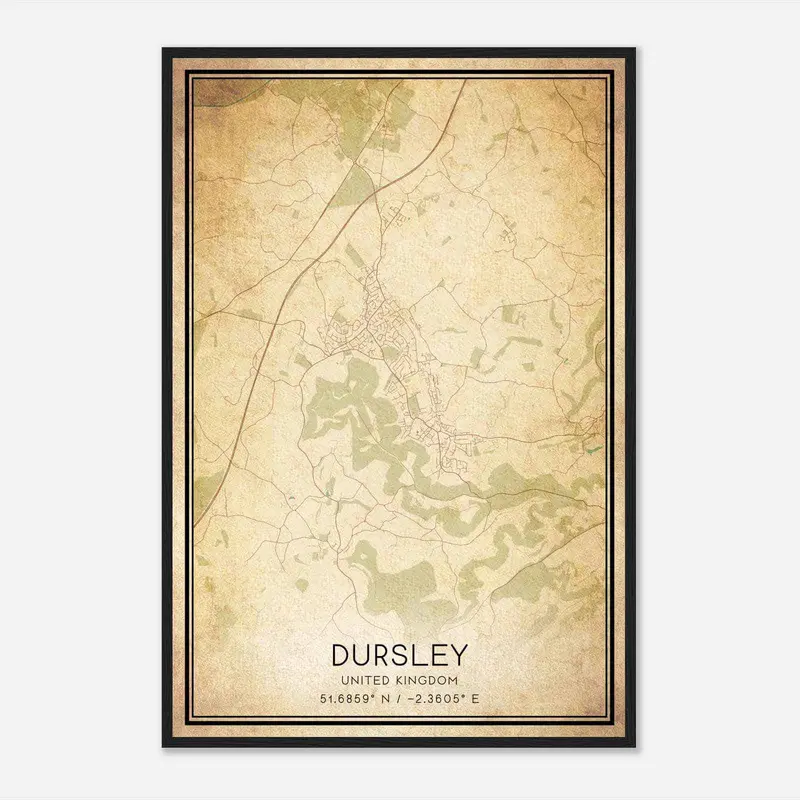 Vintage Dursley United Kingdom Map Poster, Dursley City Road Wall Art ...