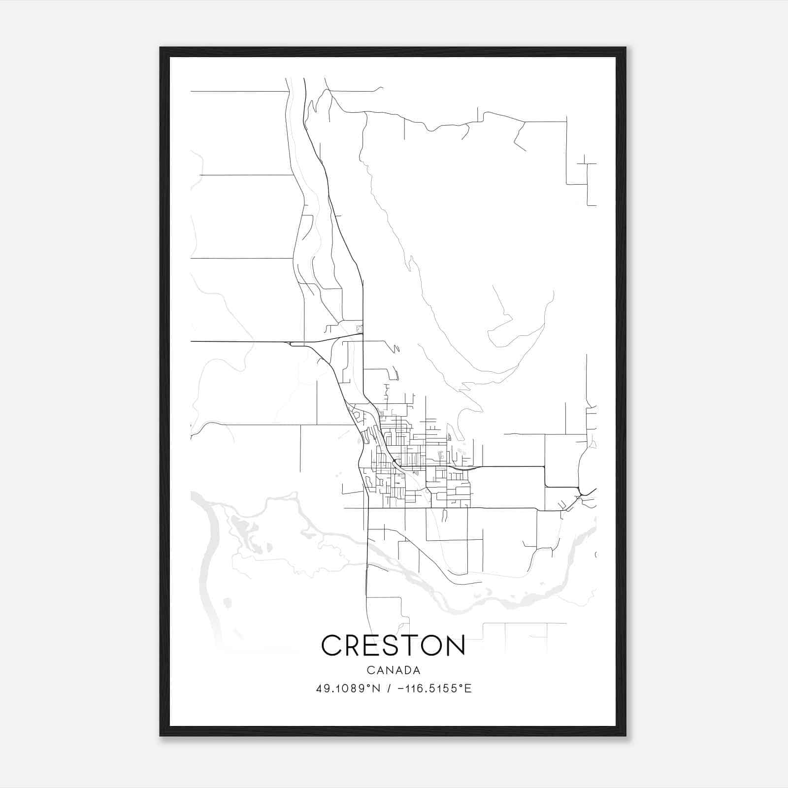 Creston Canada Map Poster, Modern Home Decor Wall Art Print