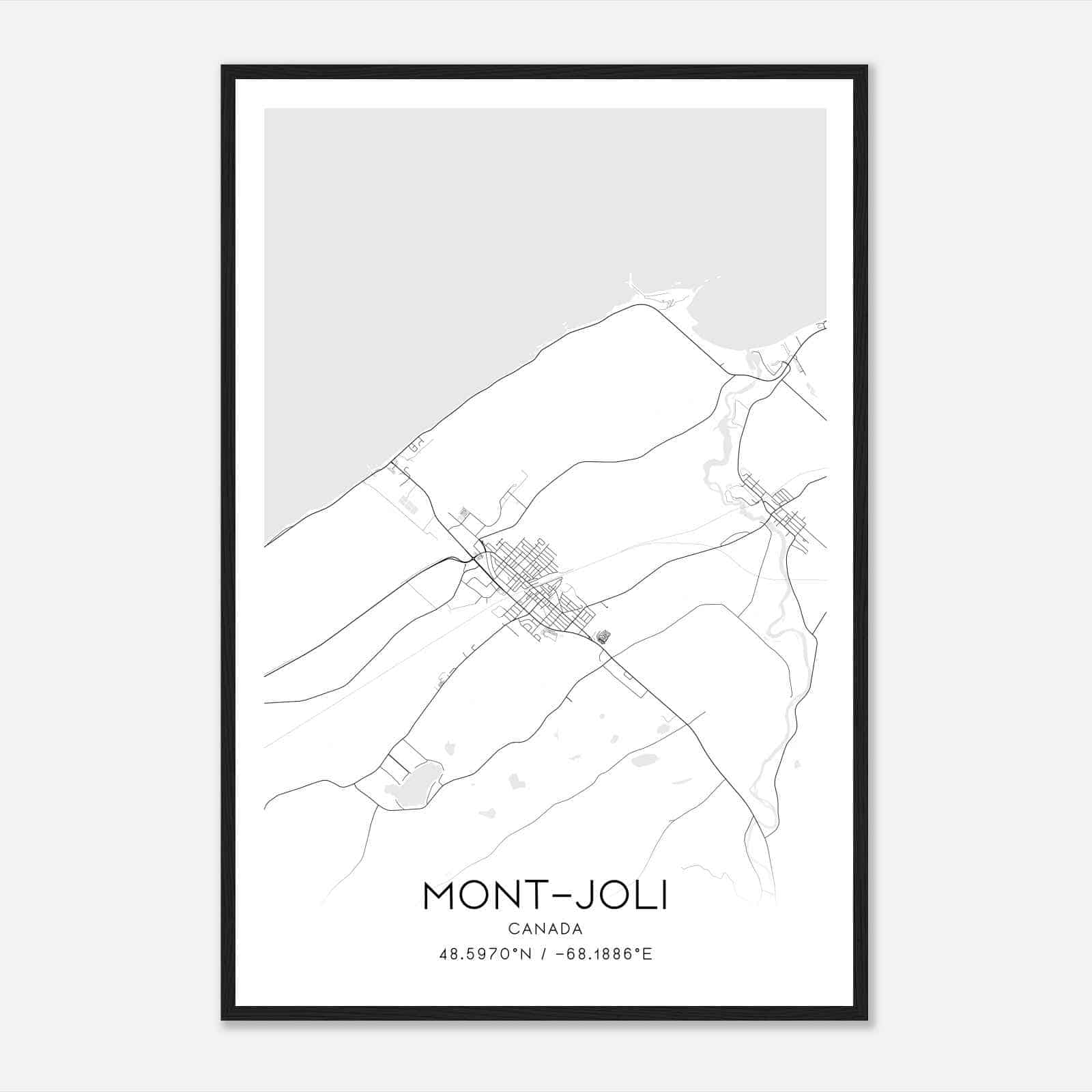 Mont-Joli Canada Map Poster, Modern Home Decor Wall Art Print