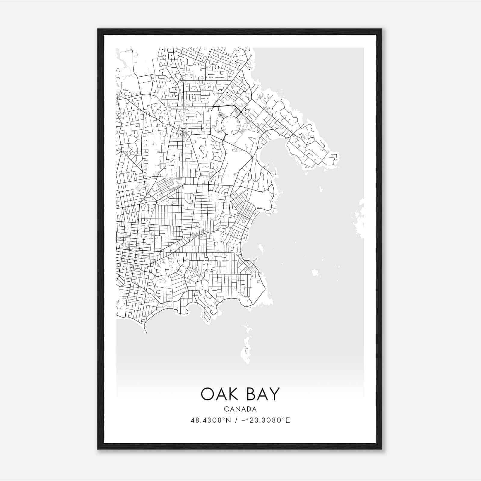 Oak Bay Canada Map Poster, Modern Home Decor Wall Art Print