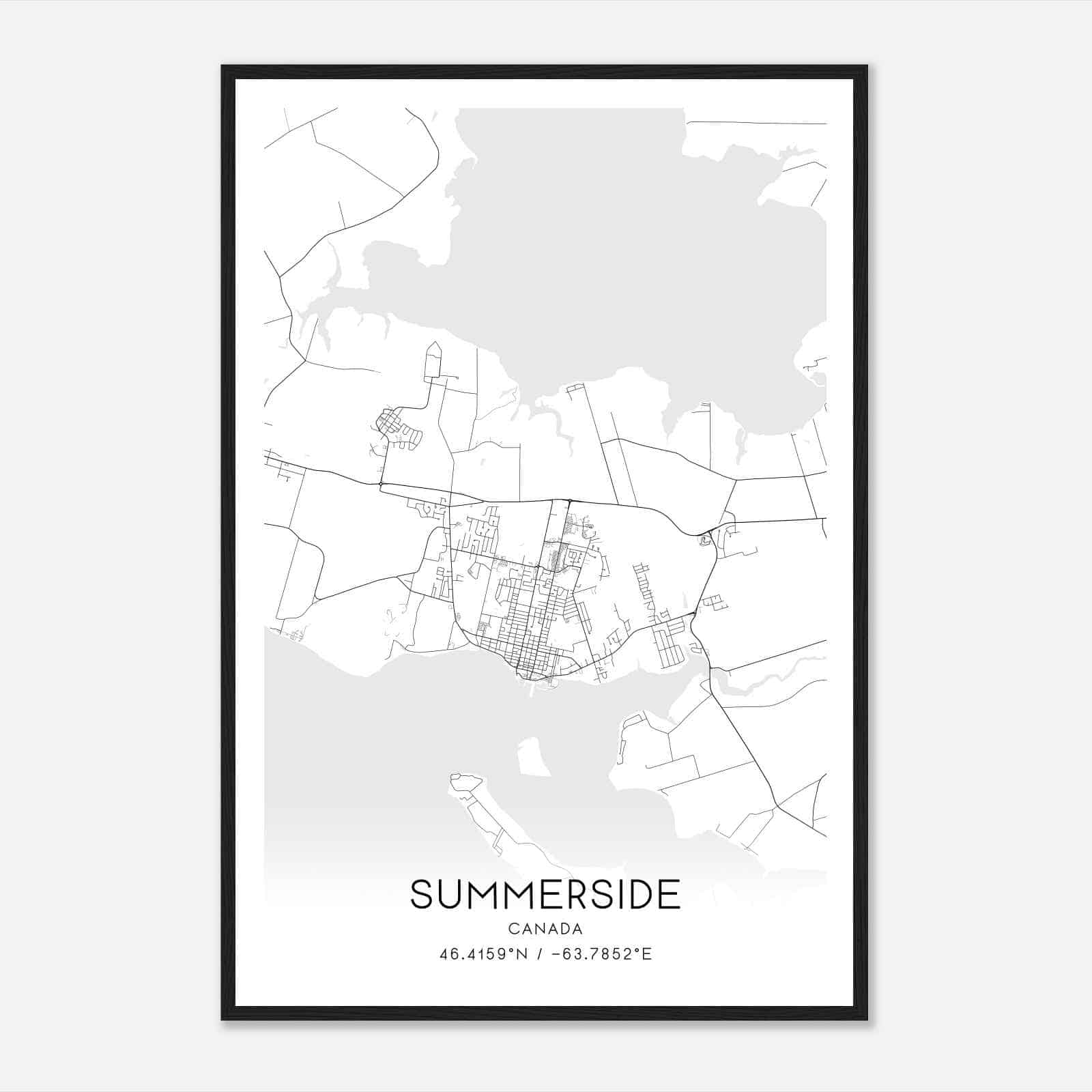 Summerside Canada Map Poster, Modern Home Decor Wall Art Print