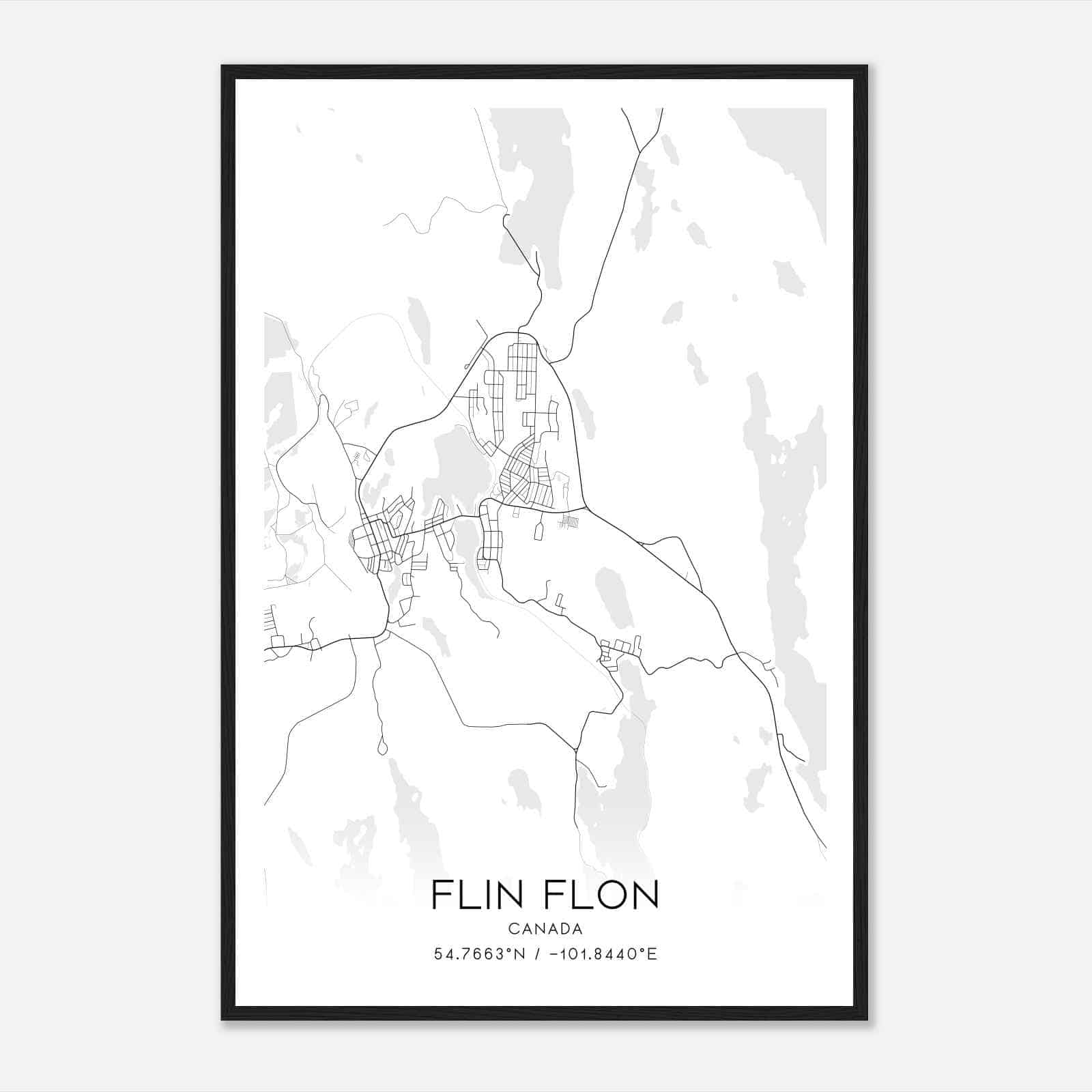 Flin Flon Canada Map Poster, Modern Home Decor Wall Art Print