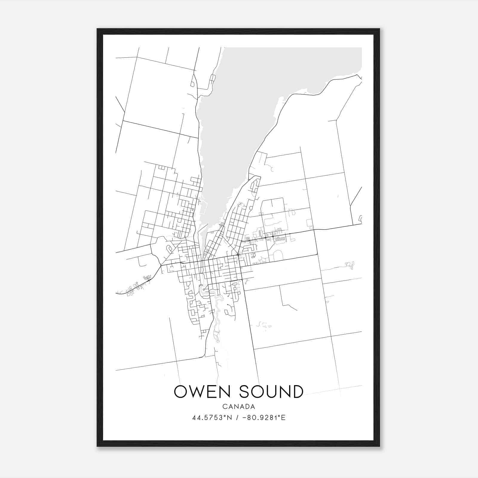 Owen Sound Canada Map Poster, Modern Home Decor Wall Art Print