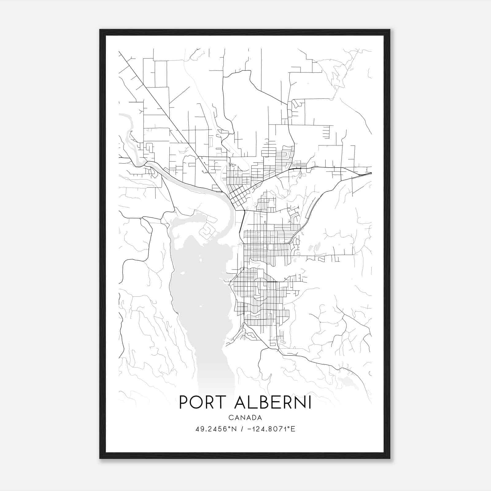 Port Alberni Canada Map Poster, Modern Home Decor Wall Art Print