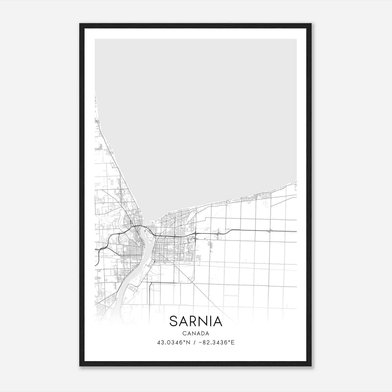 Sarnia Canada Map Poster, Modern Home Decor Wall Art Print