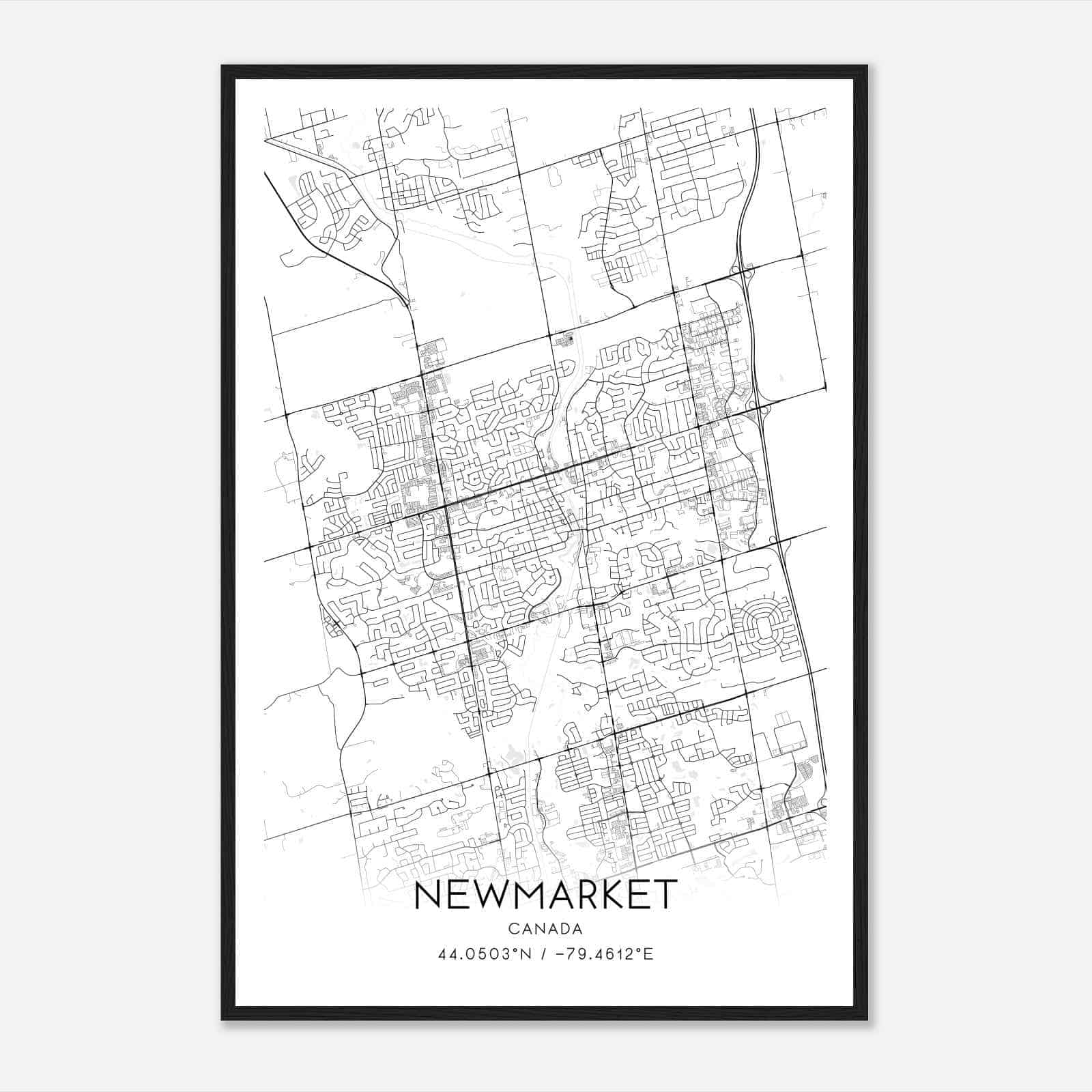 Newmarket Canada Map Poster, Modern Home Decor Wall Art Print