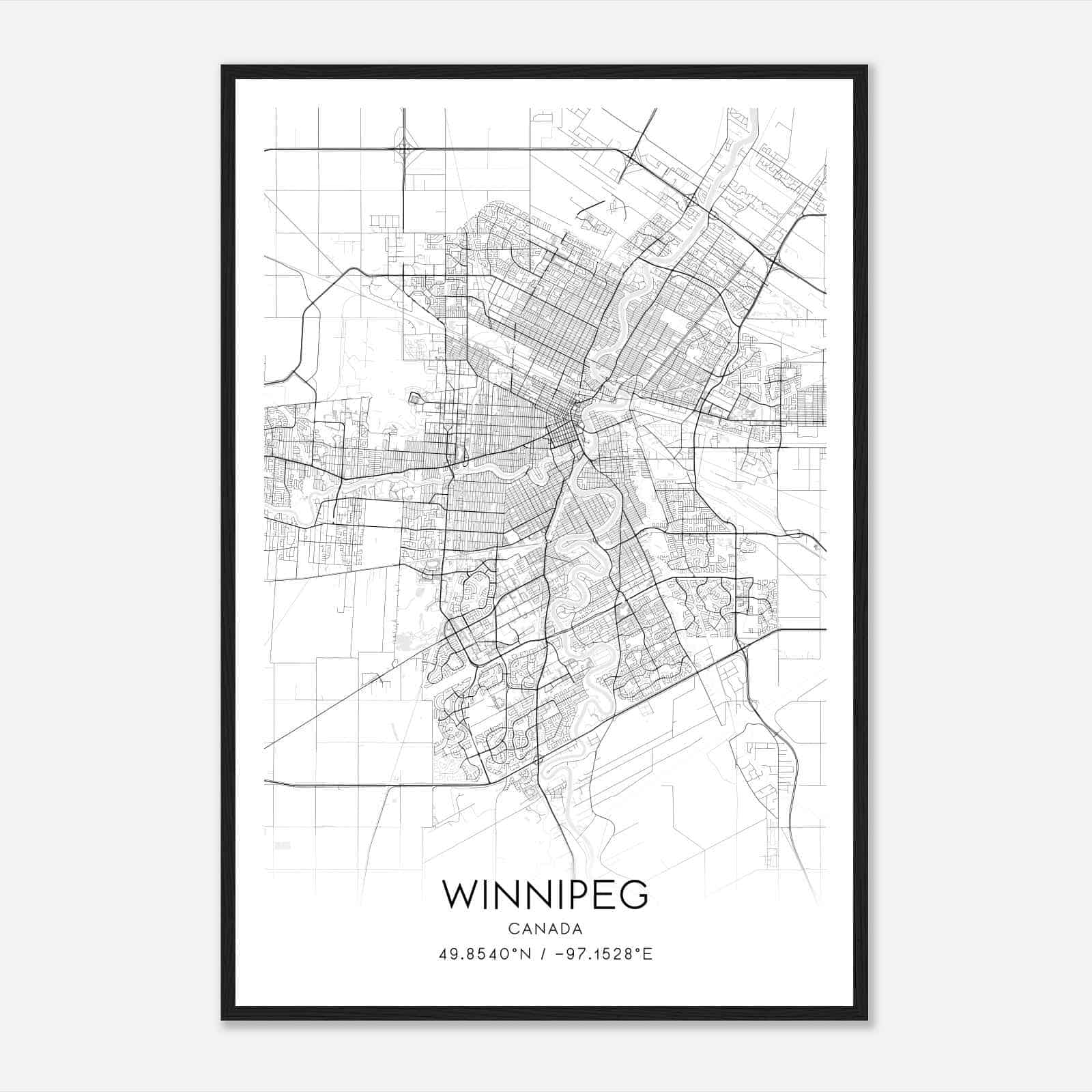 Winnipeg Canada Map Poster, Modern Home Decor Wall Art Print