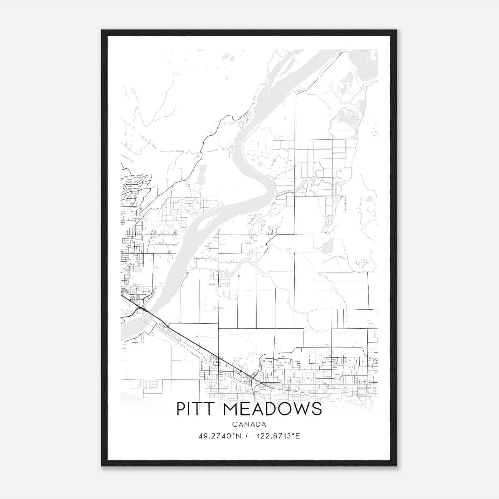 Pitt Meadows Canada Map Poster, Modern Home Decor Wall Art Print