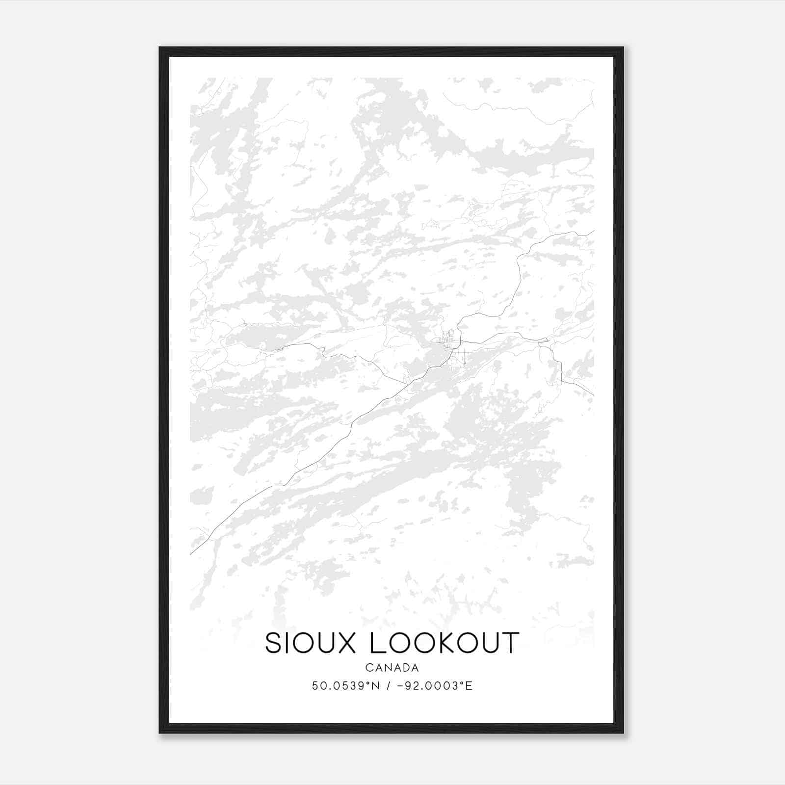 Sioux Lookout Canada Map Poster, Modern Home Decor Wall Art Print