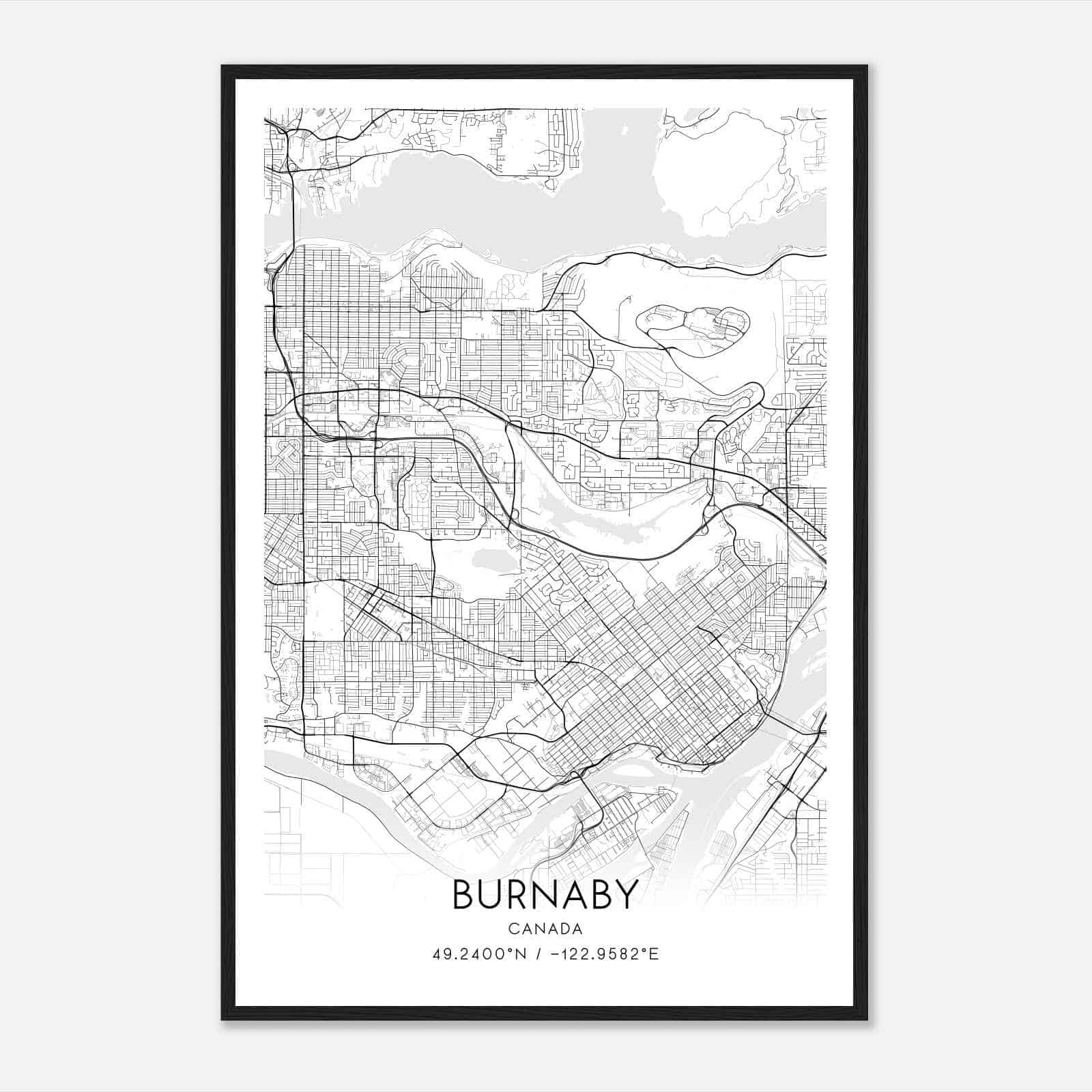 Burnaby Canada Map Poster, Modern Home Decor Wall Art Print