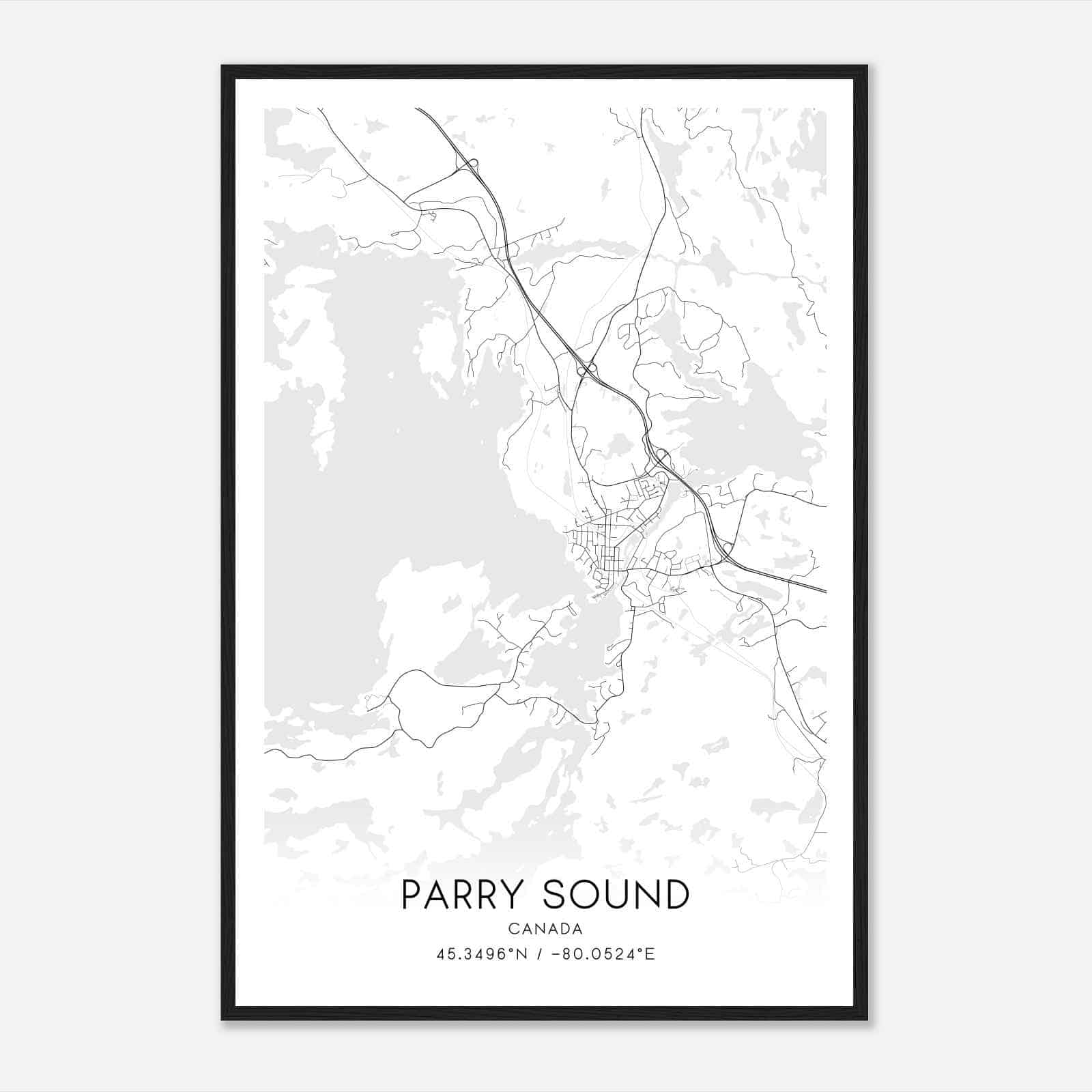 Parry Sound Canada Map Poster, Modern Home Decor Wall Art Print