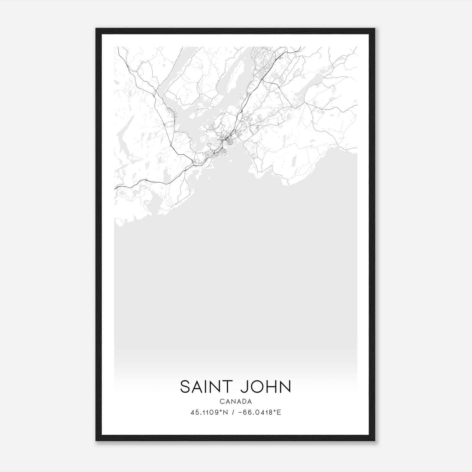 Saint John Canada Map Poster, Modern Home Decor Wall Art Print