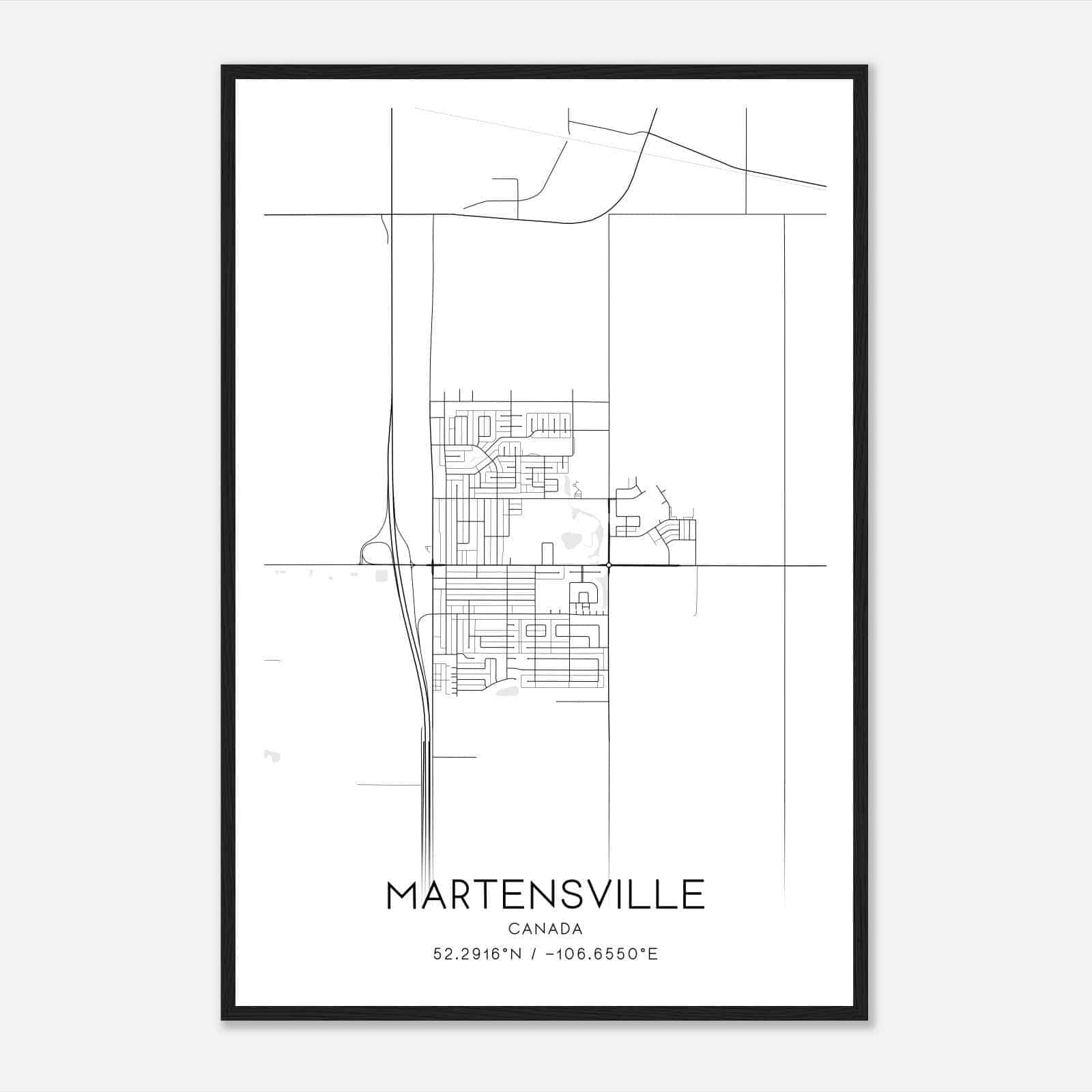 Martensville Canada Map Poster, Modern Home Decor Wall Art Print