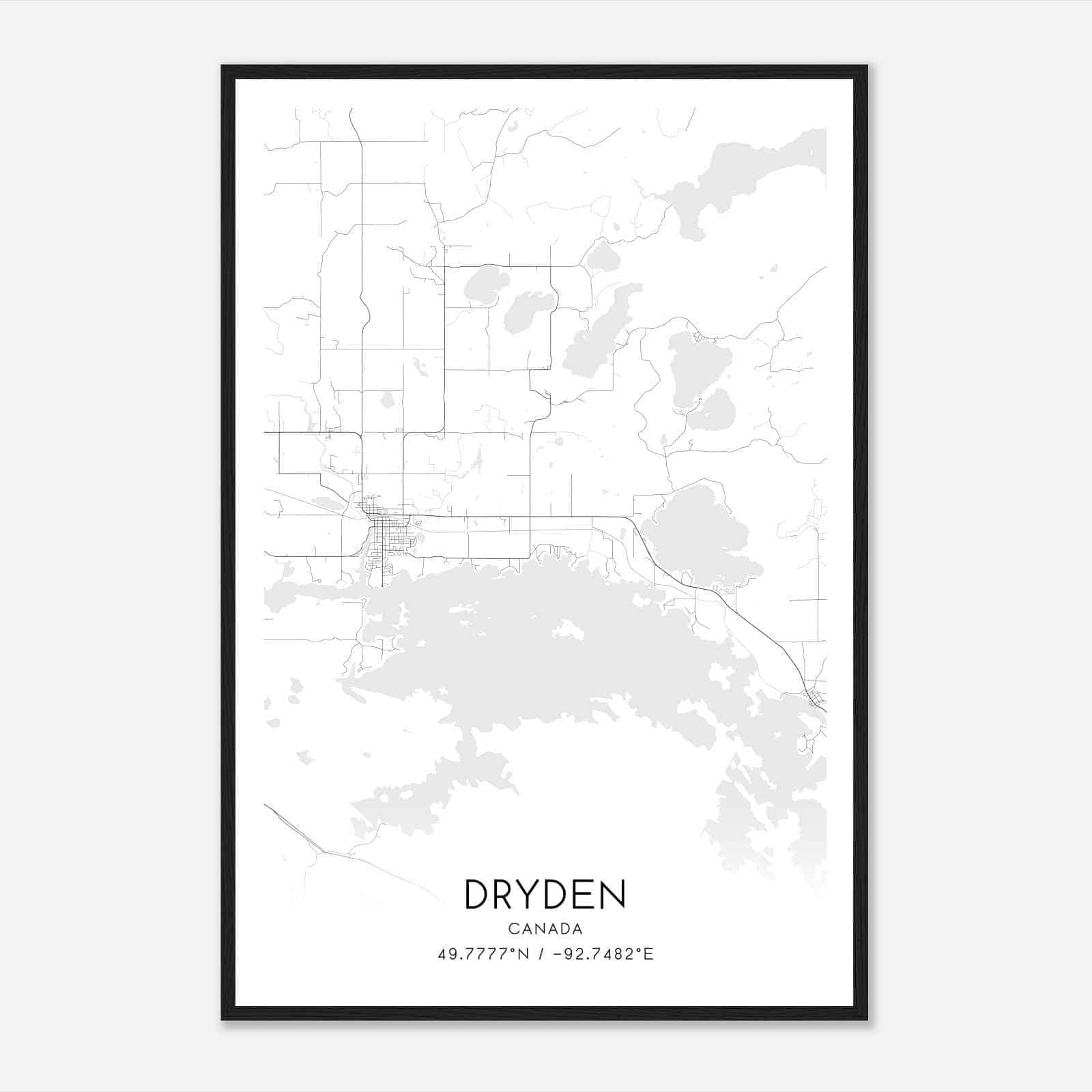 Dryden Canada Map Poster, Modern Home Decor Wall Art Print