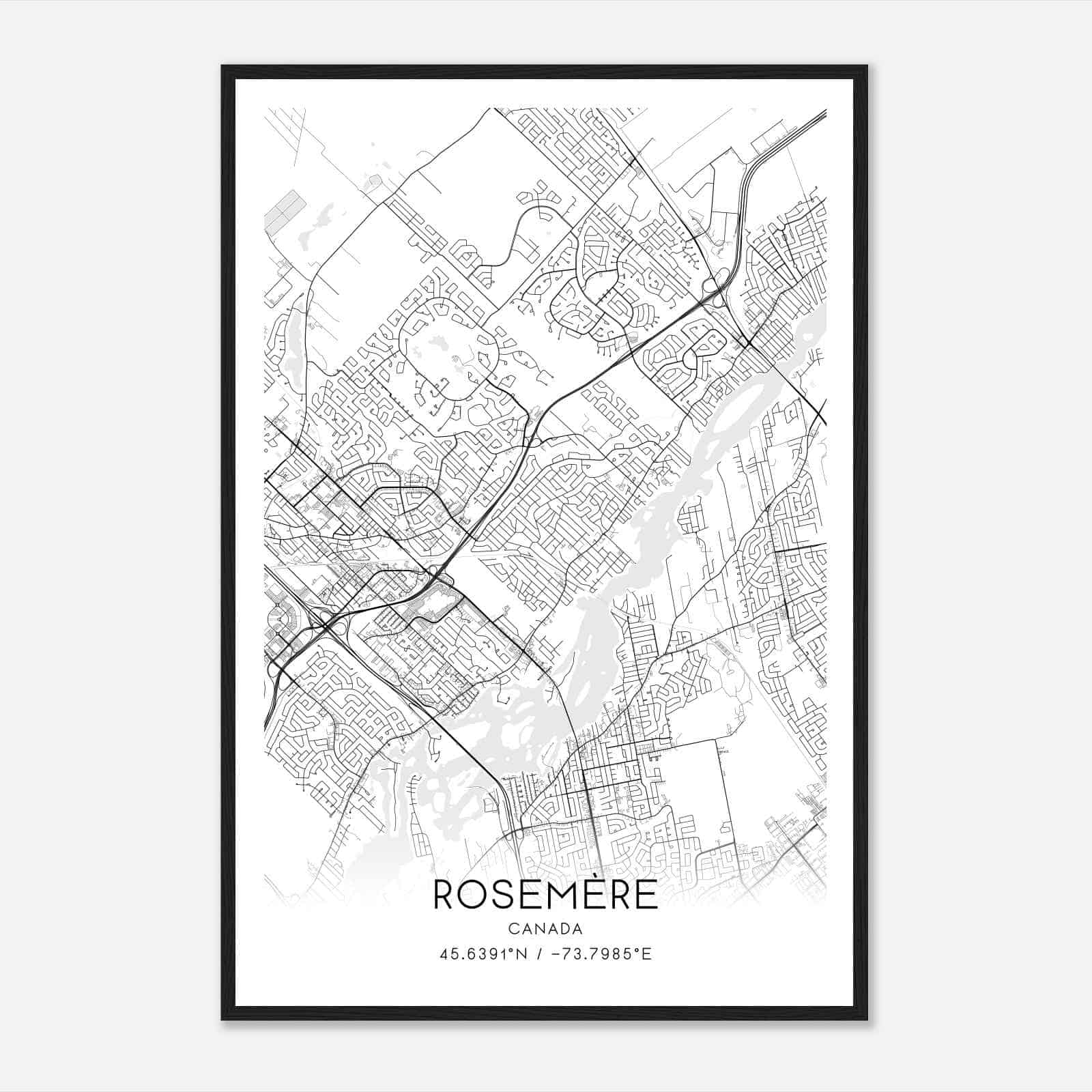 Rosemere Canada Map Poster, Modern Home Decor Wall Art Print Rosemere Canada Map Poster, Modern Home Decor Wall Art Print