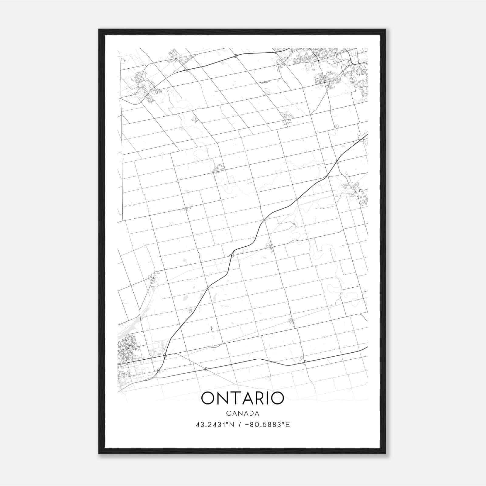 Blandford-Blenheim Canada Map Poster, Modern Home Decor Wall Art Print
