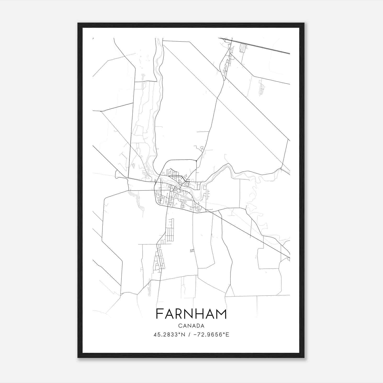 Farnham Canada Map Poster, Modern Home Decor Wall Art Print