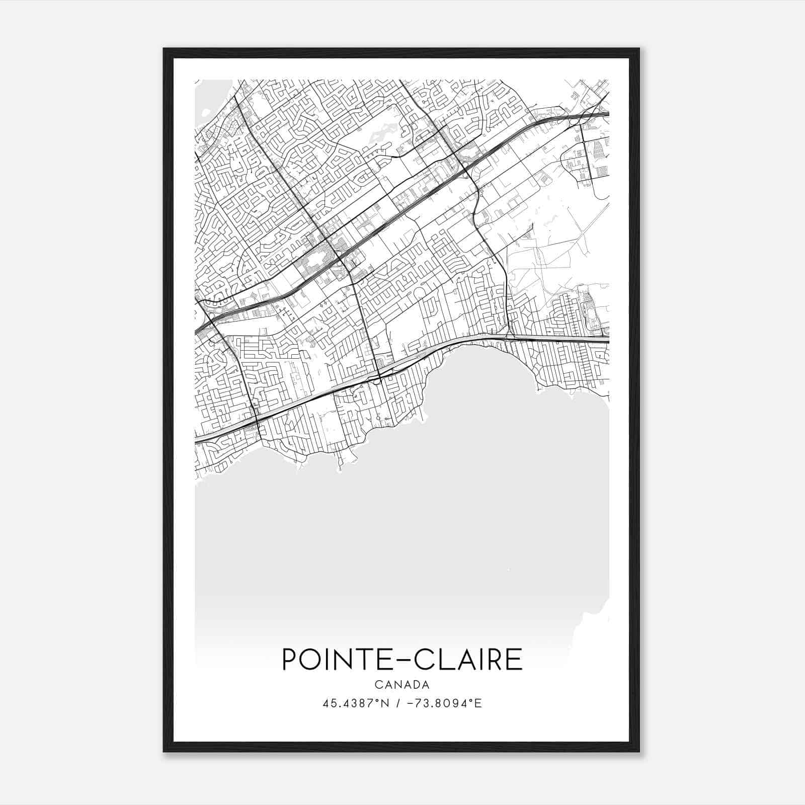 Pointe-Claire Canada Map Poster, Modern Home Decor Wall Art Print