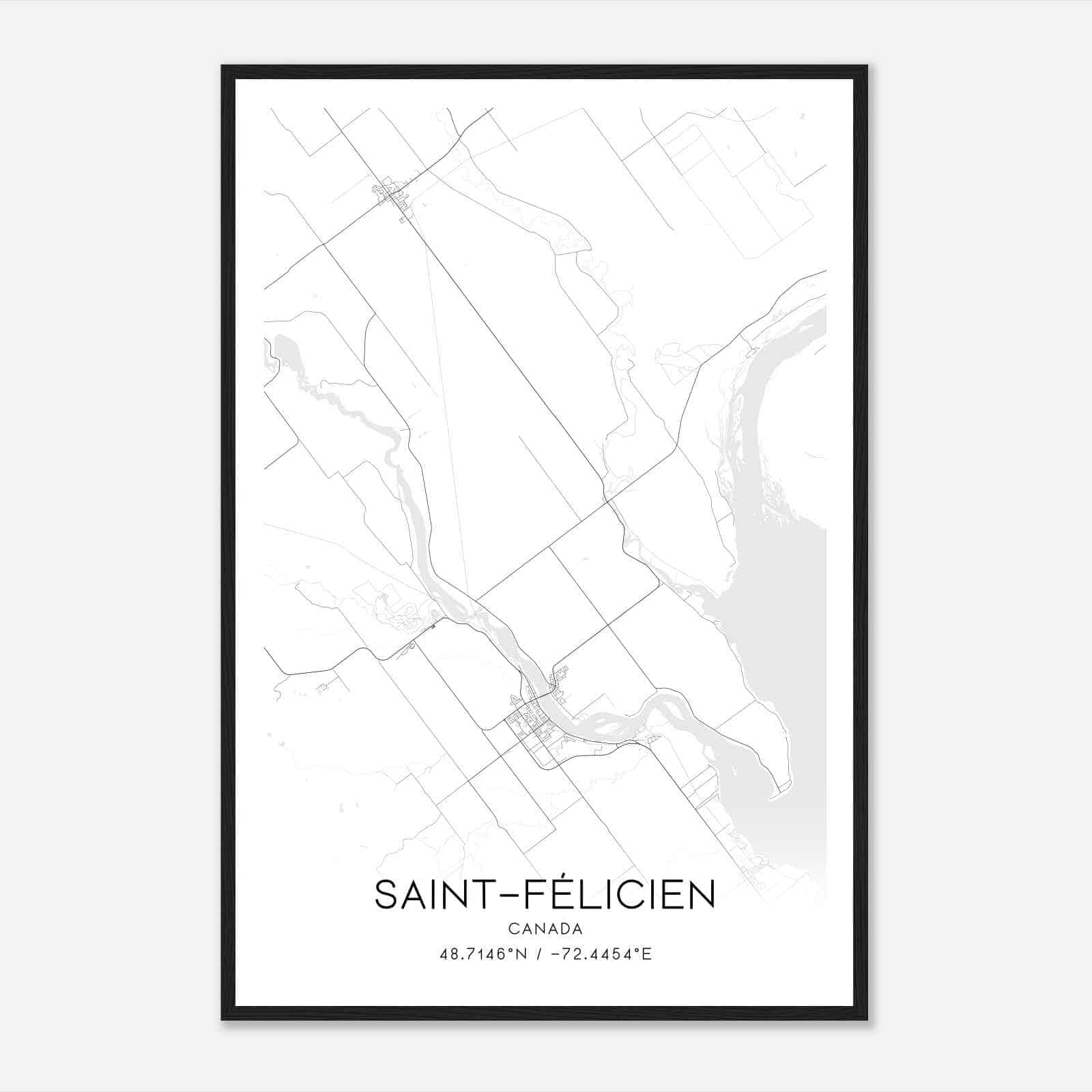 Saint-Felicien Canada Map Poster, Modern Home Decor Wall Art Print
