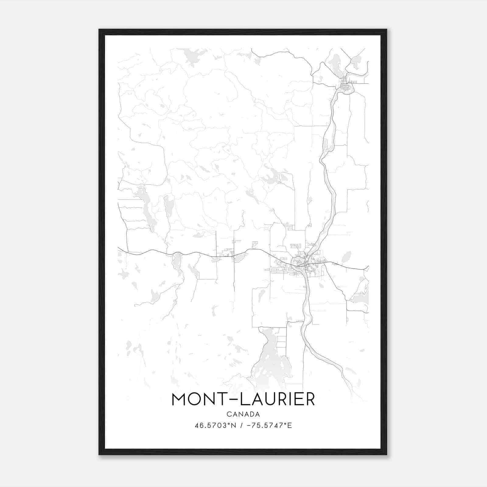 Mont-Laurier Canada Map Poster, Modern Home Decor Wall Art Print