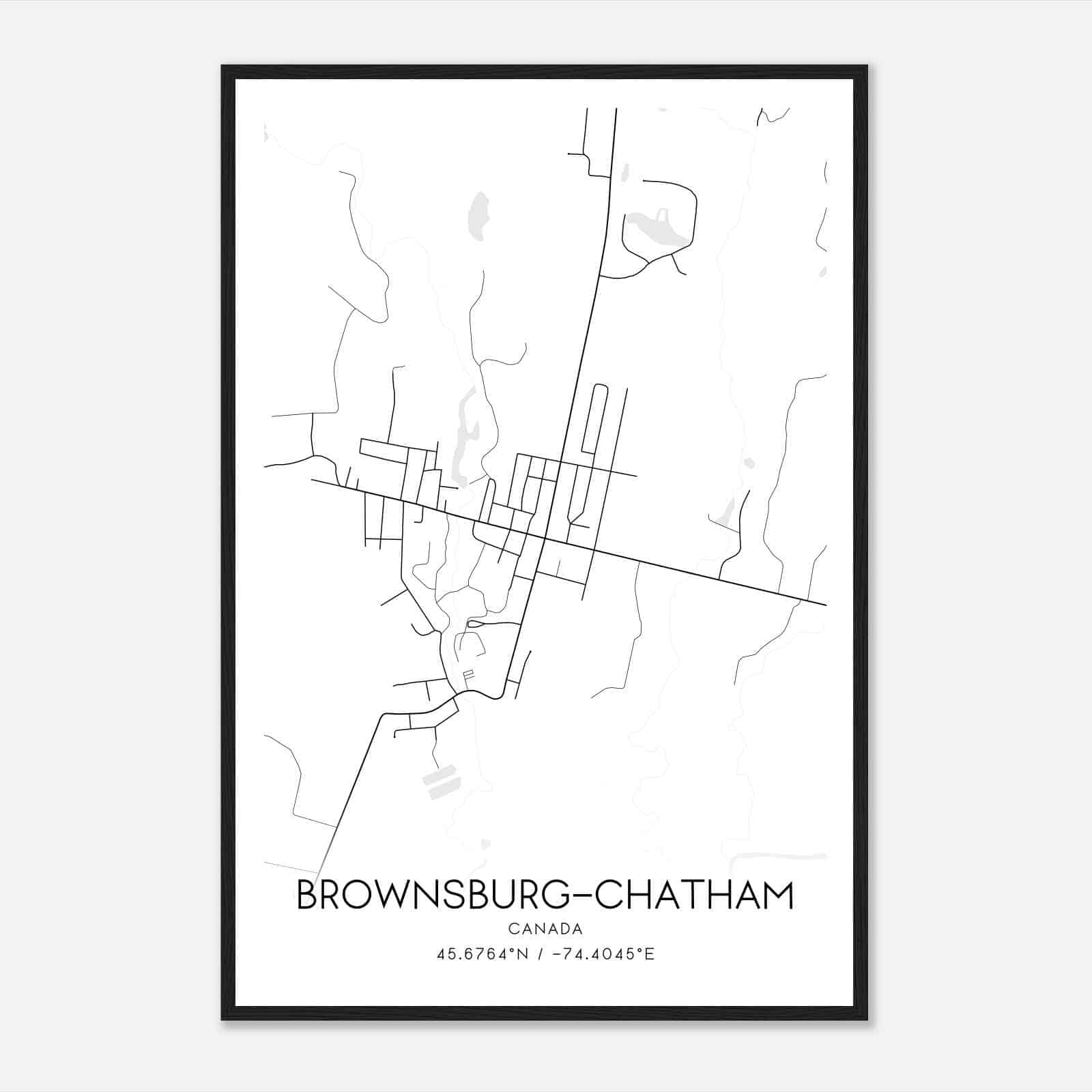 Brownsburg Canada Map Poster, Modern Home Decor Wall Art Print
