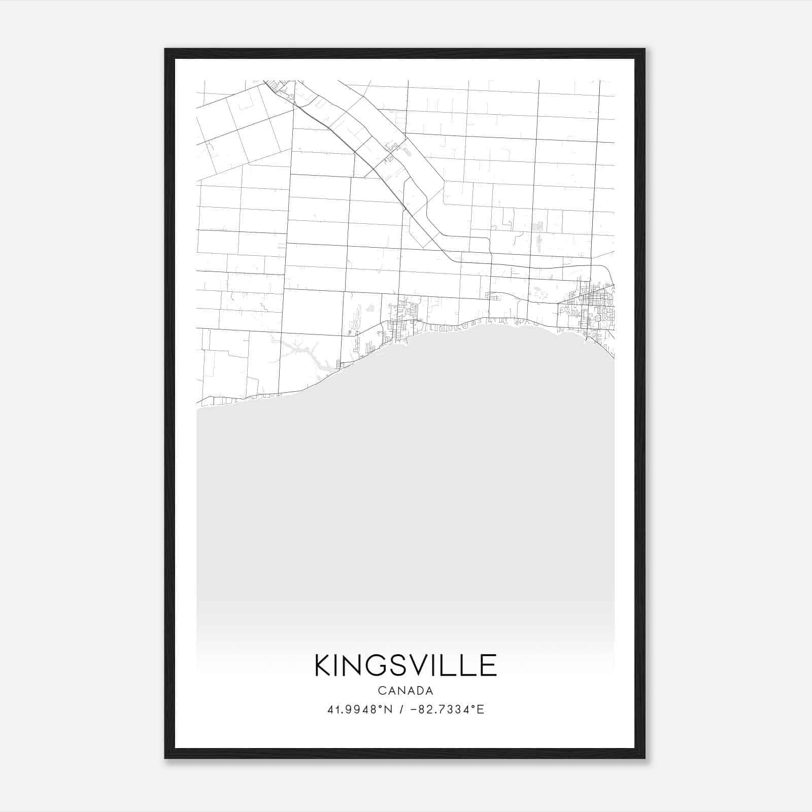 Kingsville Canada Map Poster, Modern Home Decor Wall Art Print