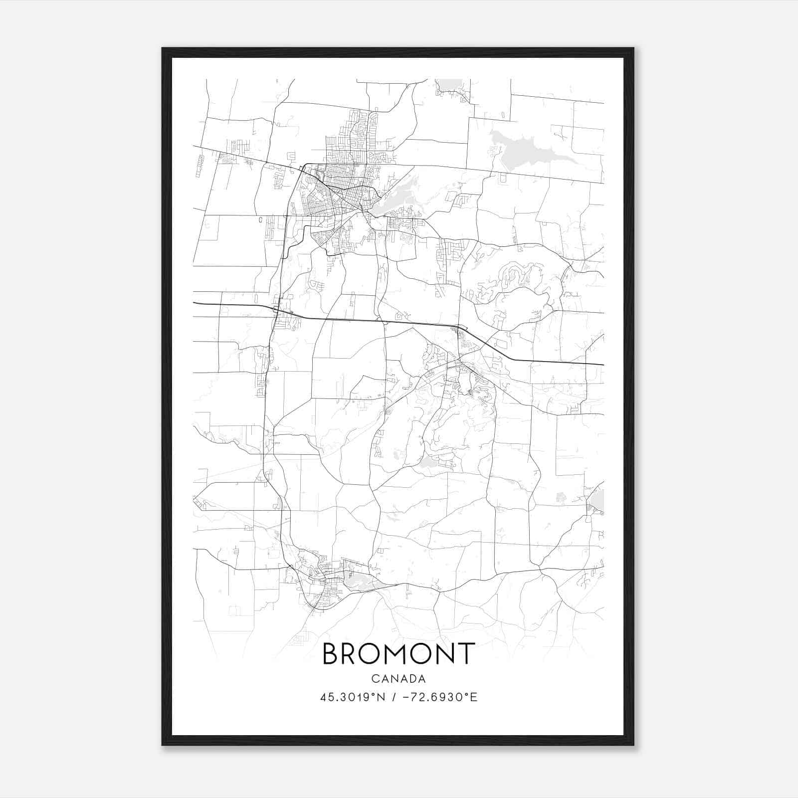 Bromont Canada Map Poster, Modern Home Decor Wall Art Print