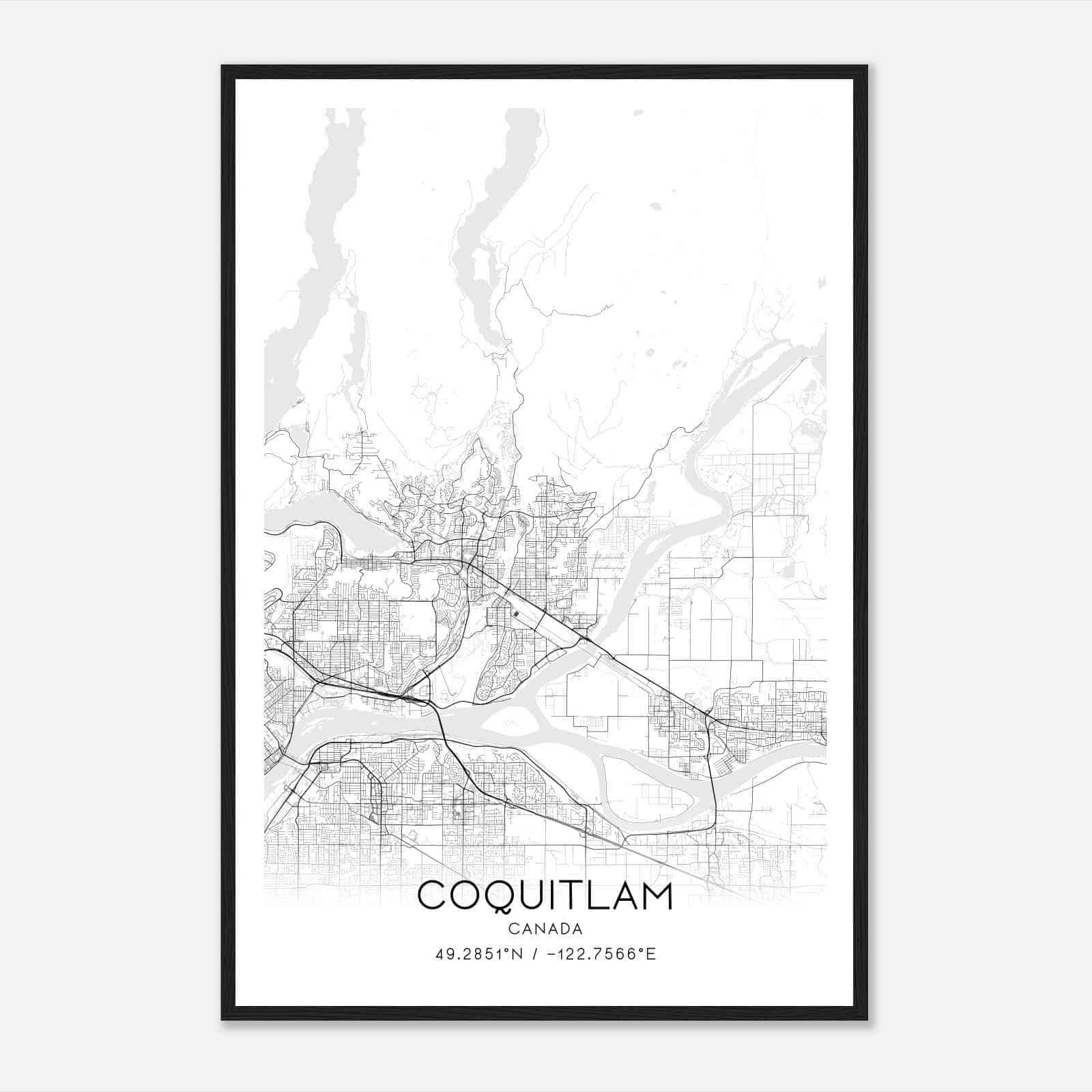 Coquitlam Canada Map Poster, Modern Home Decor Wall Art Print