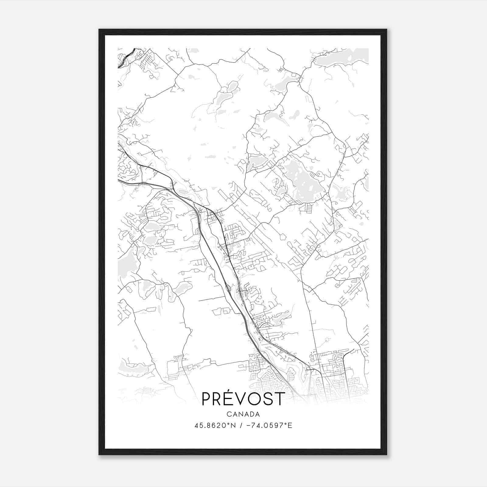 Prevost Canada Map Poster, Modern Home Decor Wall Art Print