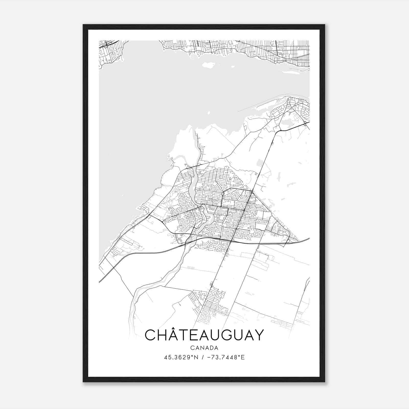 Chateauguay Canada Map Poster, Modern Home Decor Wall Art Print