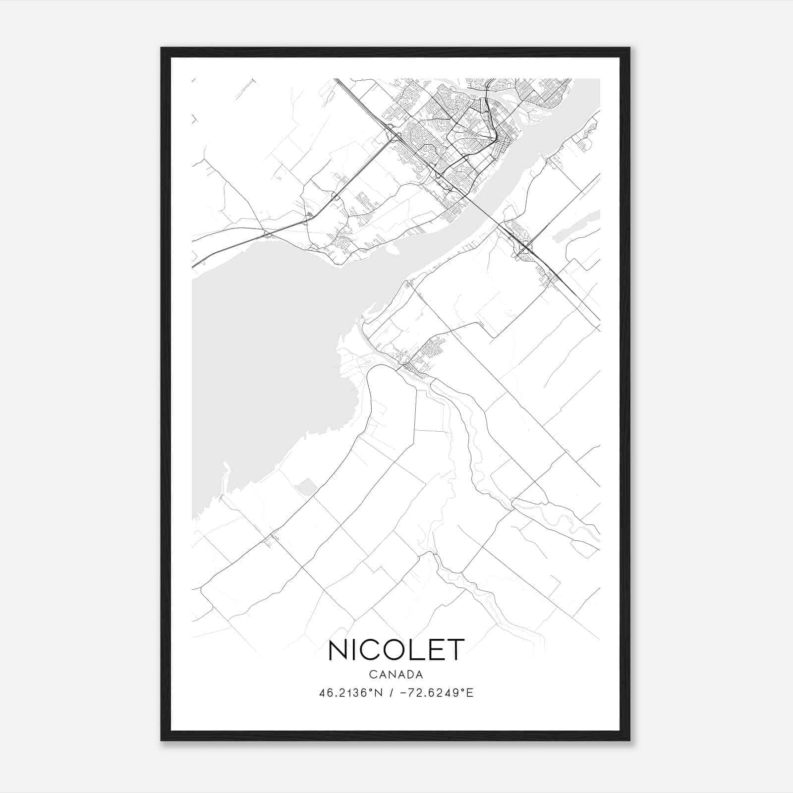 Nicolet Canada Map Poster, Modern Home Decor Wall Art Print