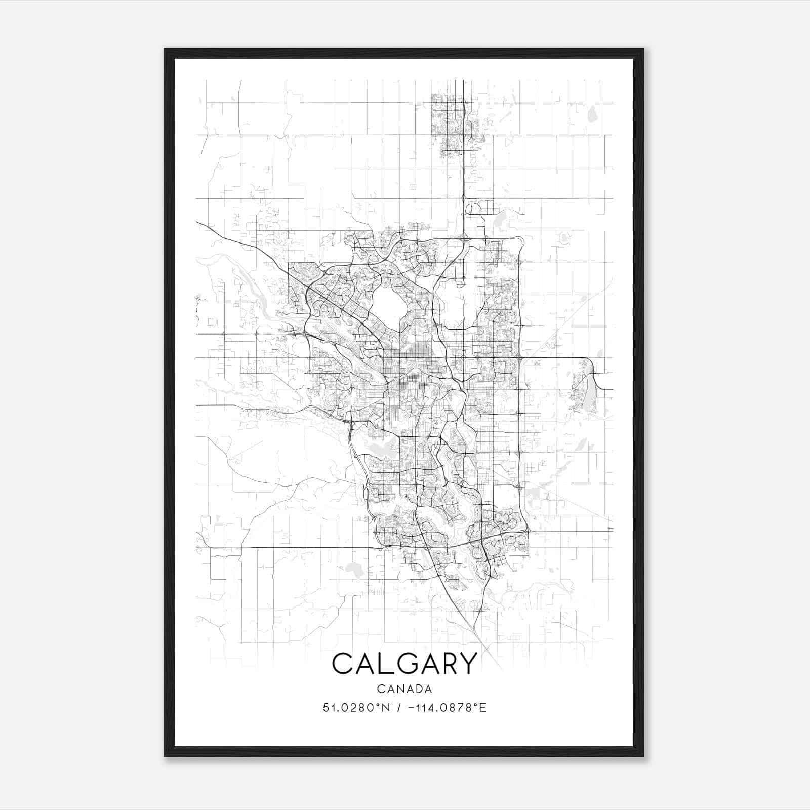 Calgary Canada Map Poster, Modern Home Decor Wall Art Print