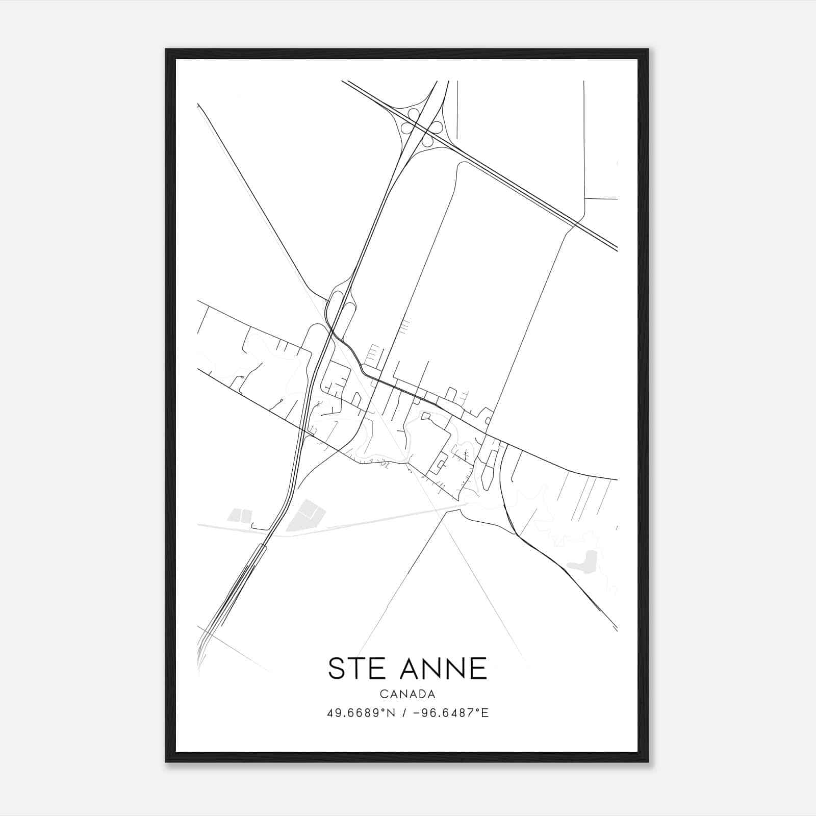 Ste. Anne Canada Map Poster, Modern Home Decor Wall Art Print