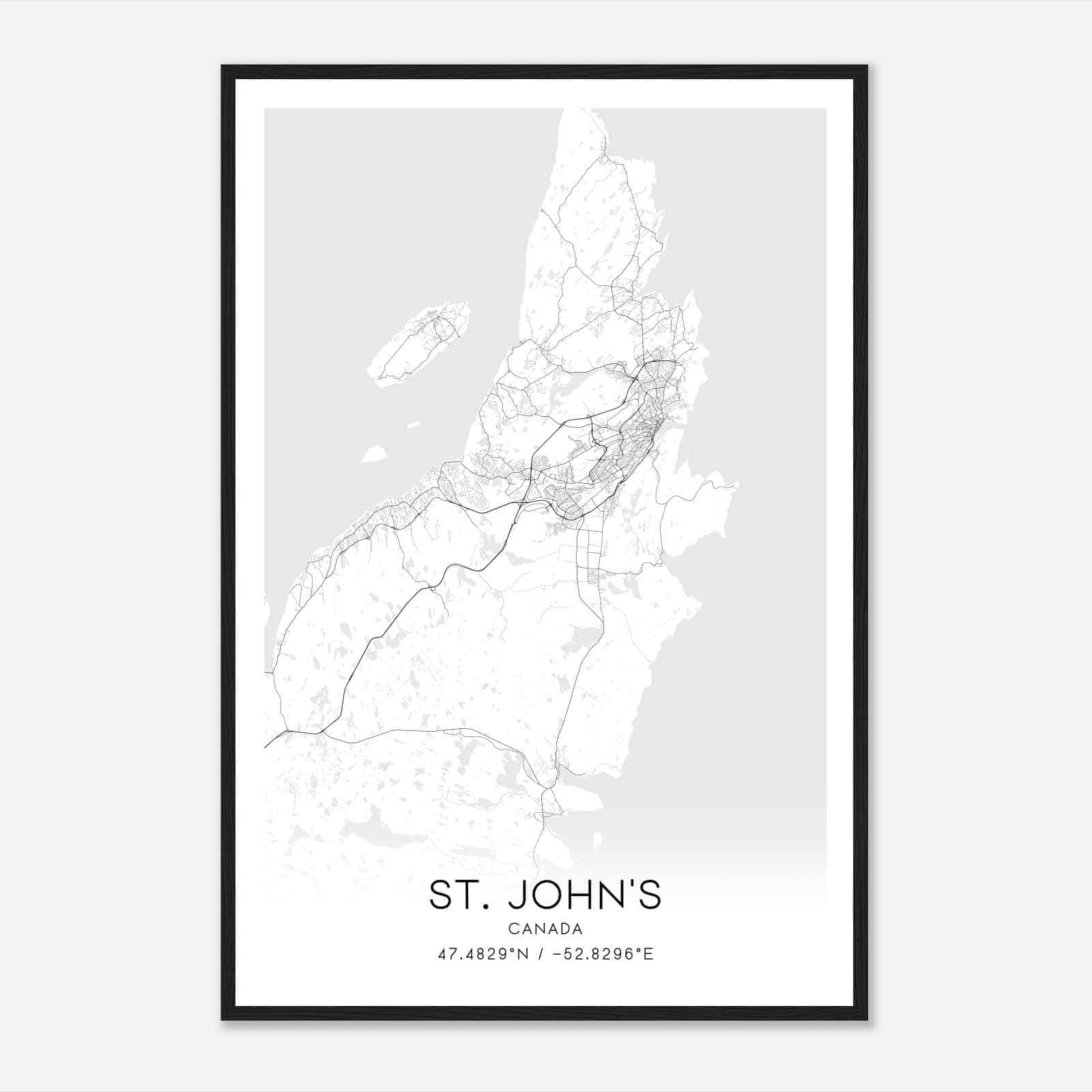 St. John’s Canada Map Poster, Modern Home Decor Wall Art Print