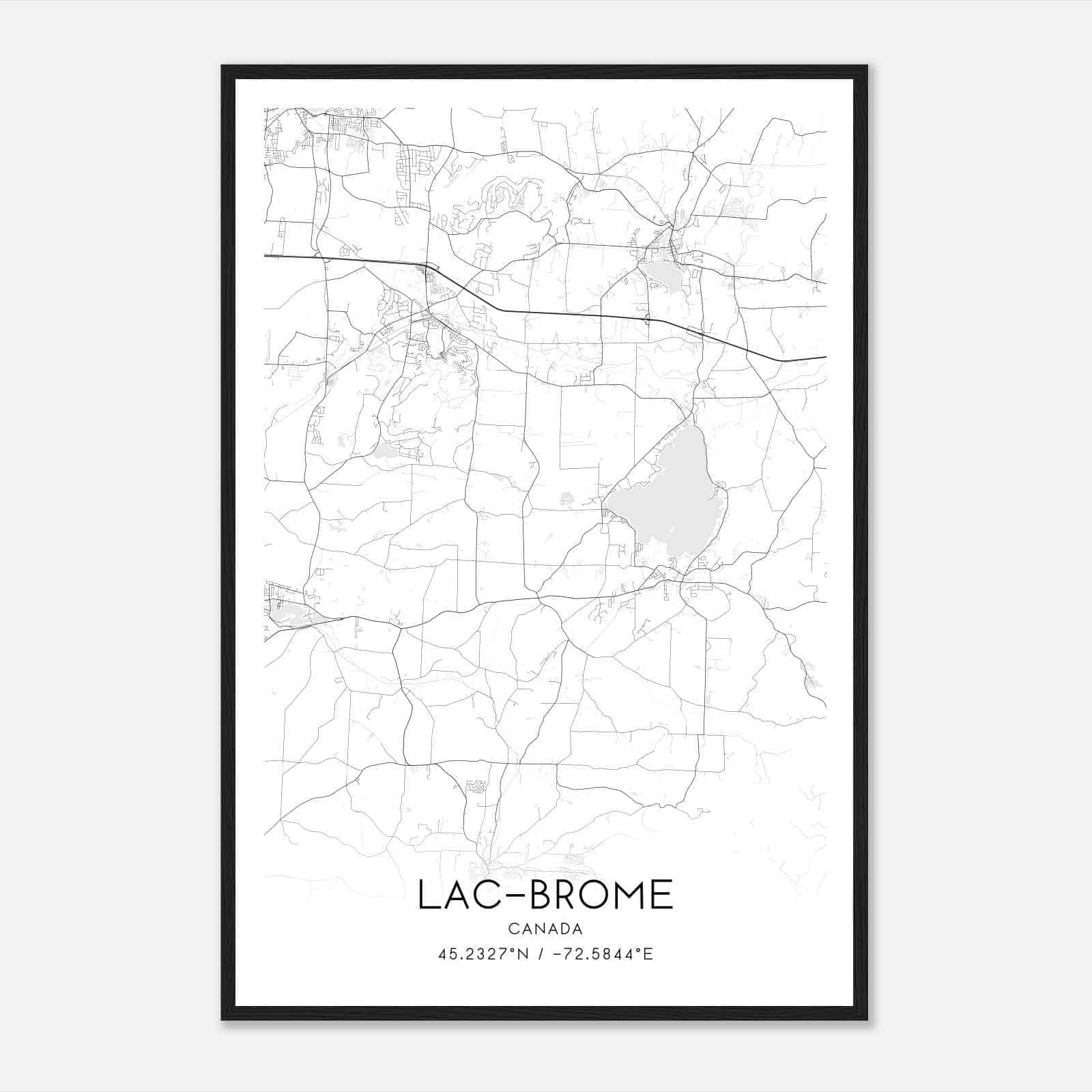 Lac-Brome Canada Map Poster, Modern Home Decor Wall Art Print