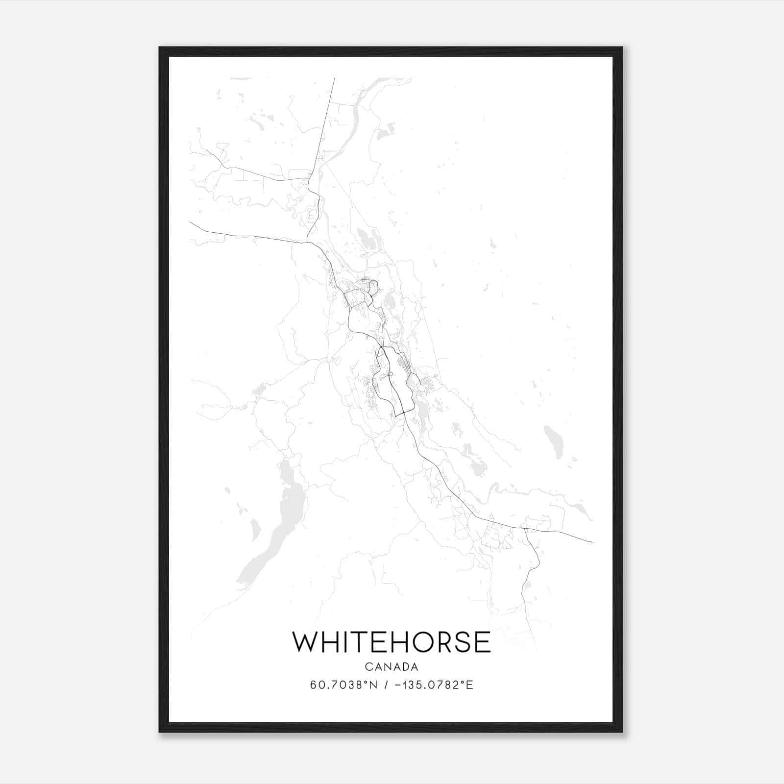 Whitehorse Canada Map Poster, Modern Home Decor Wall Art Print