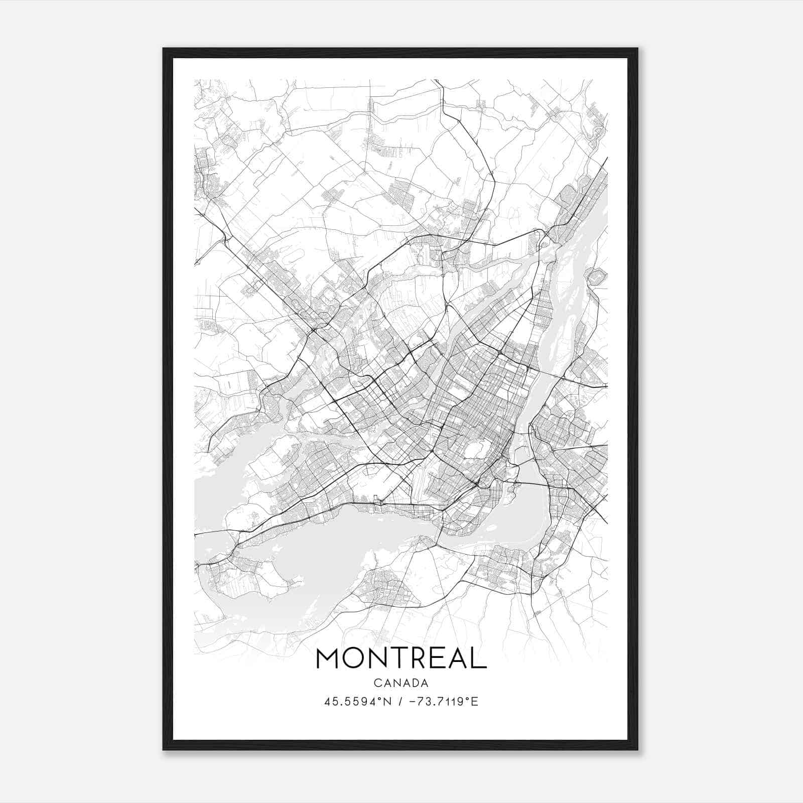 Montreal Canada Map Poster, Modern Home Decor Wall Art Print