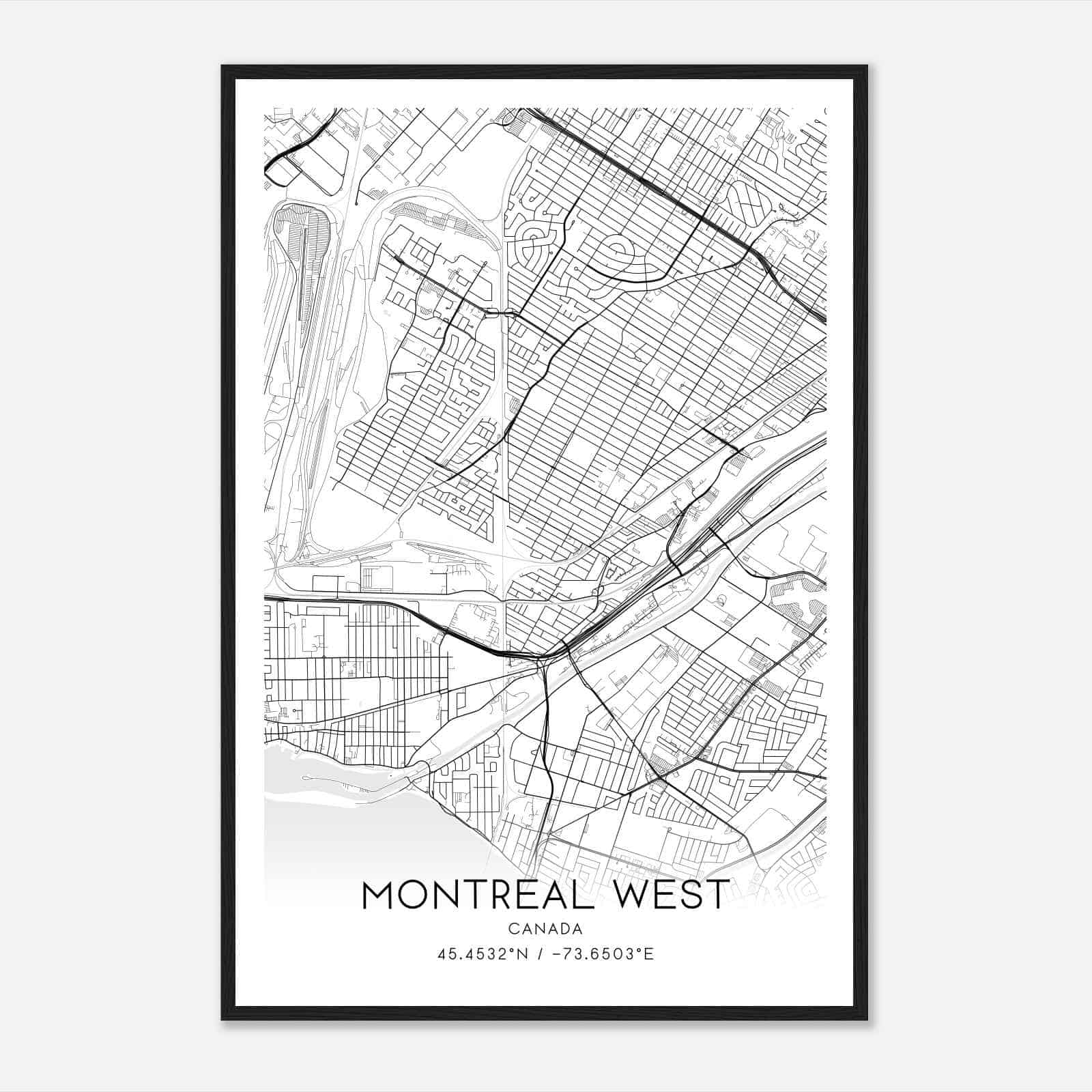 Montreal-Ouest Canada Map Poster, Modern Home Decor Wall Art Print