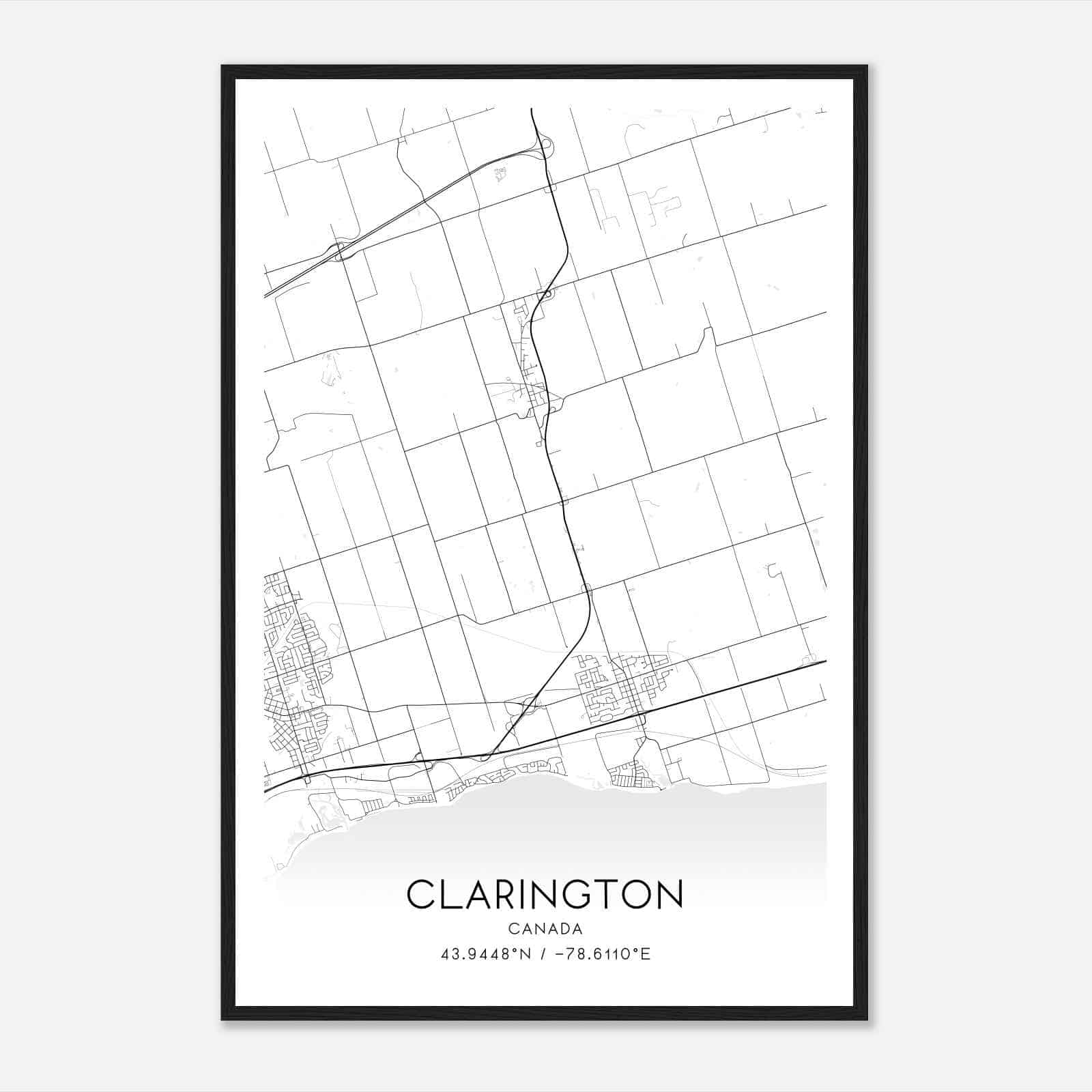 Clarington Canada Map Poster, Modern Home Decor Wall Art Print