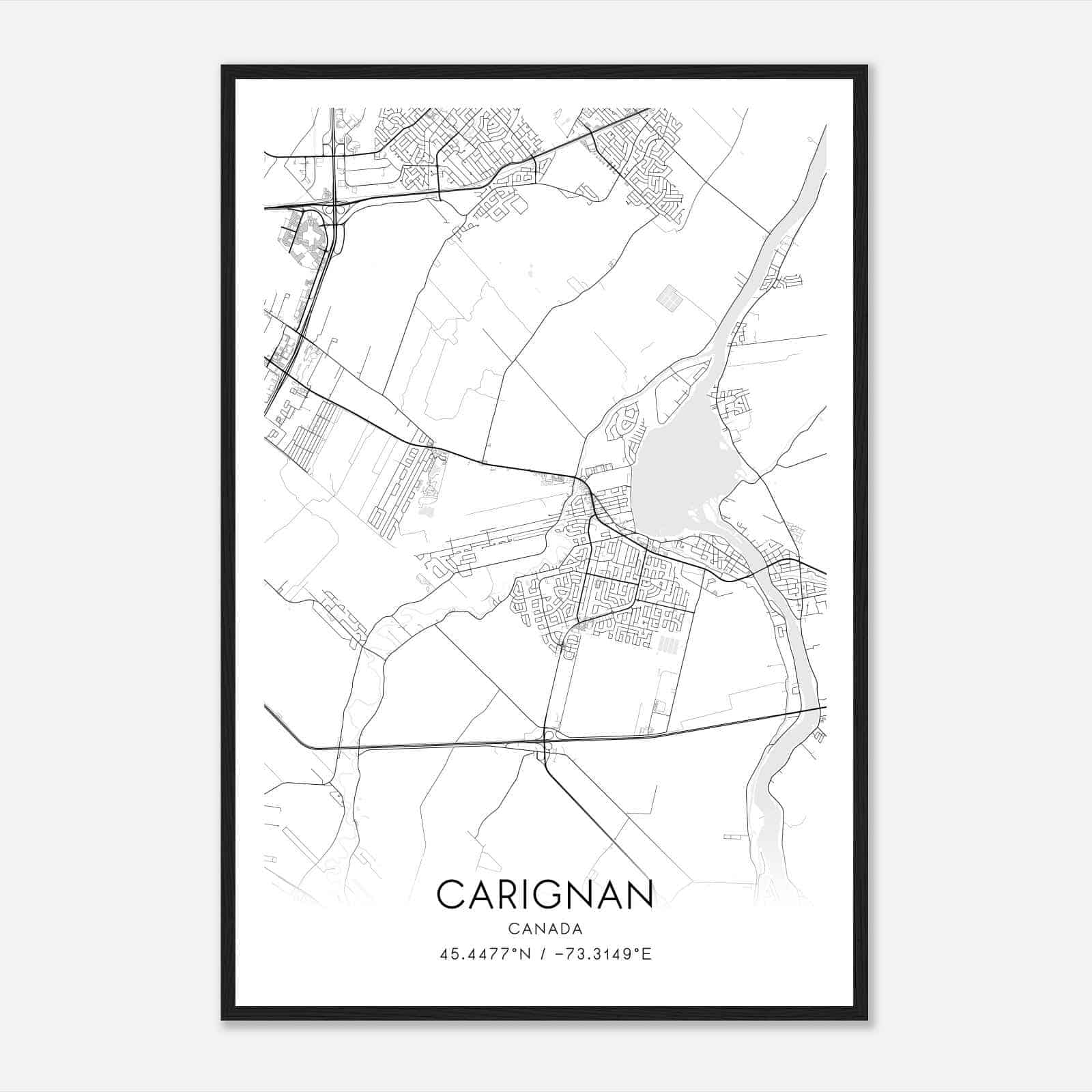 Carignan Canada Map Poster, Modern Home Decor Wall Art Print