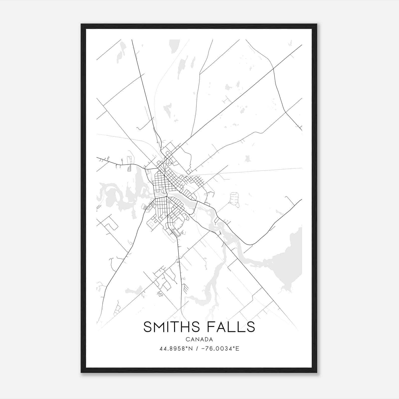 Smiths Falls Canada Map Poster, Modern Home Decor Wall Art Print