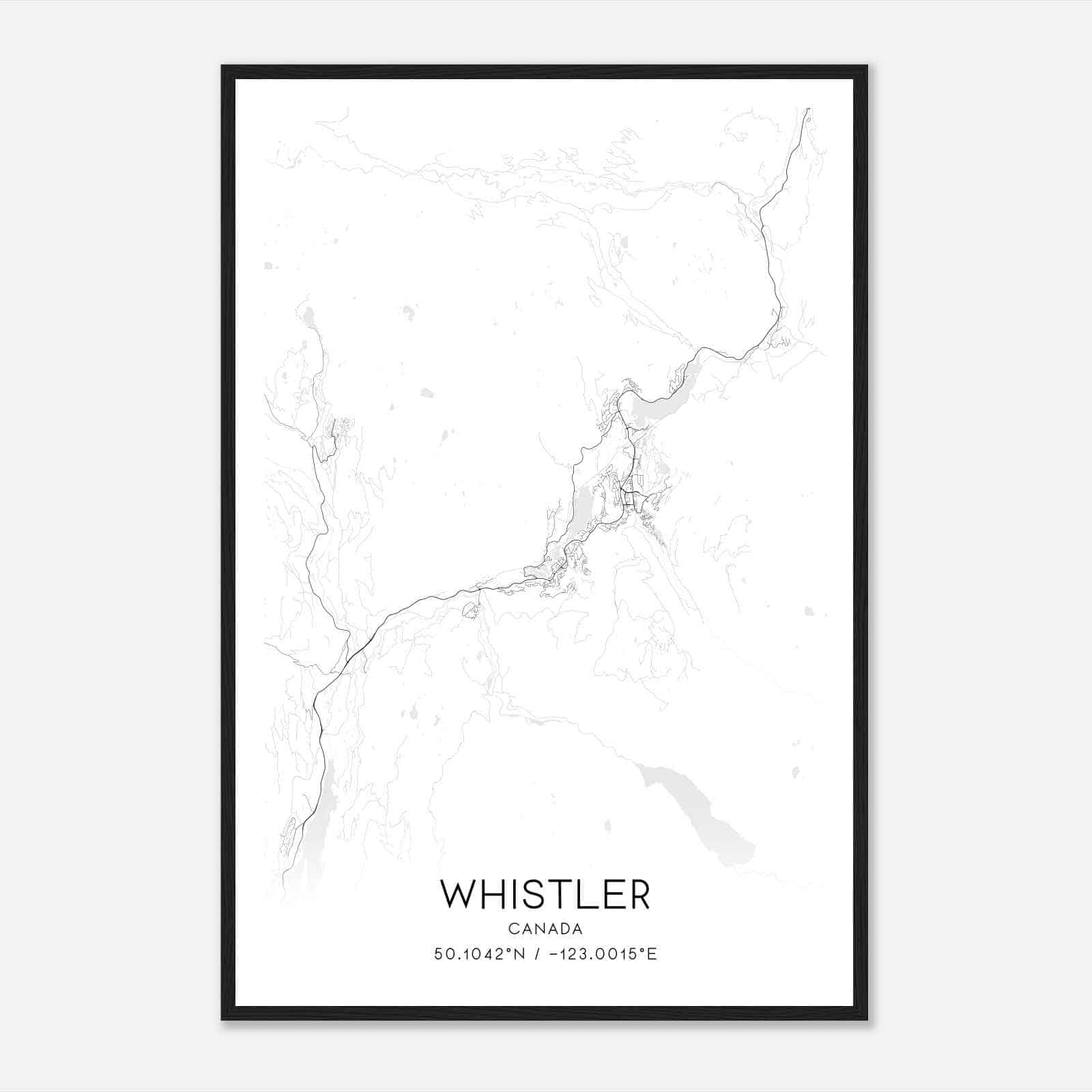 Whistler Canada Map Poster, Modern Home Decor Wall Art Print