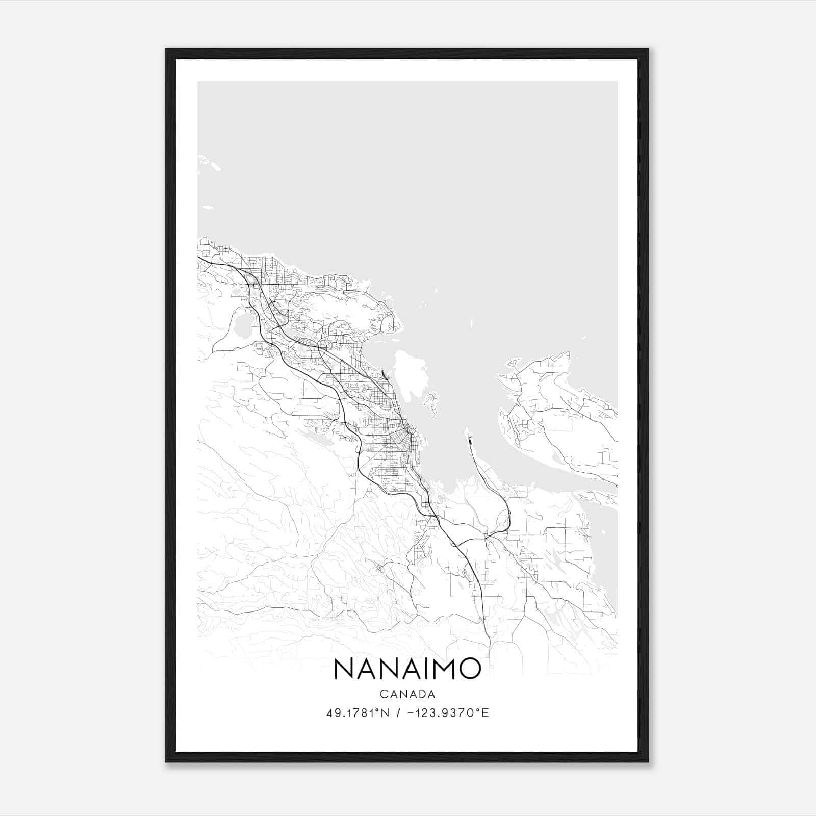 Nanaimo Canada Map Poster, Modern Home Decor Wall Art Print