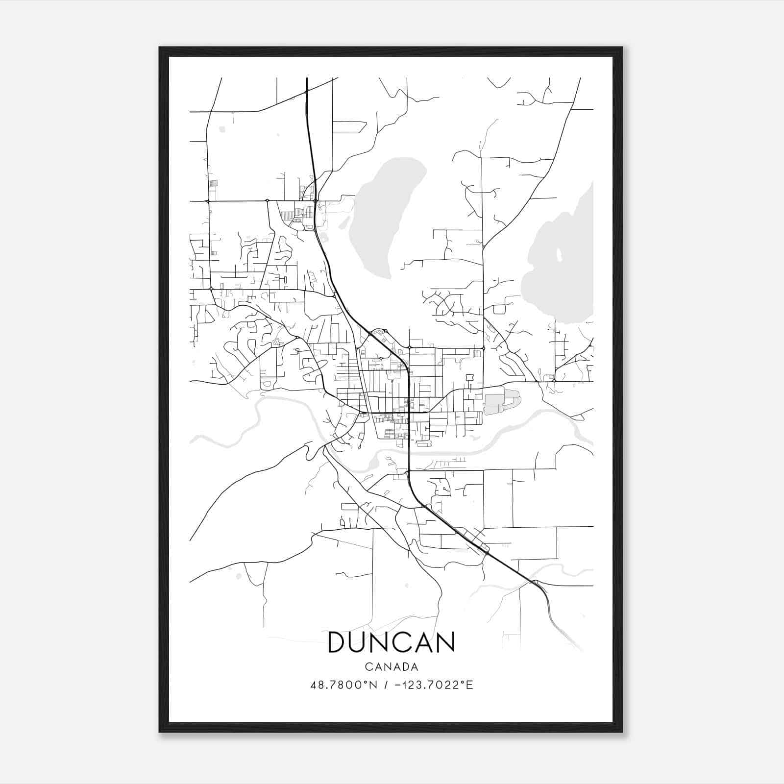 Duncan Canada Map Poster, Modern Home Decor Wall Art Print