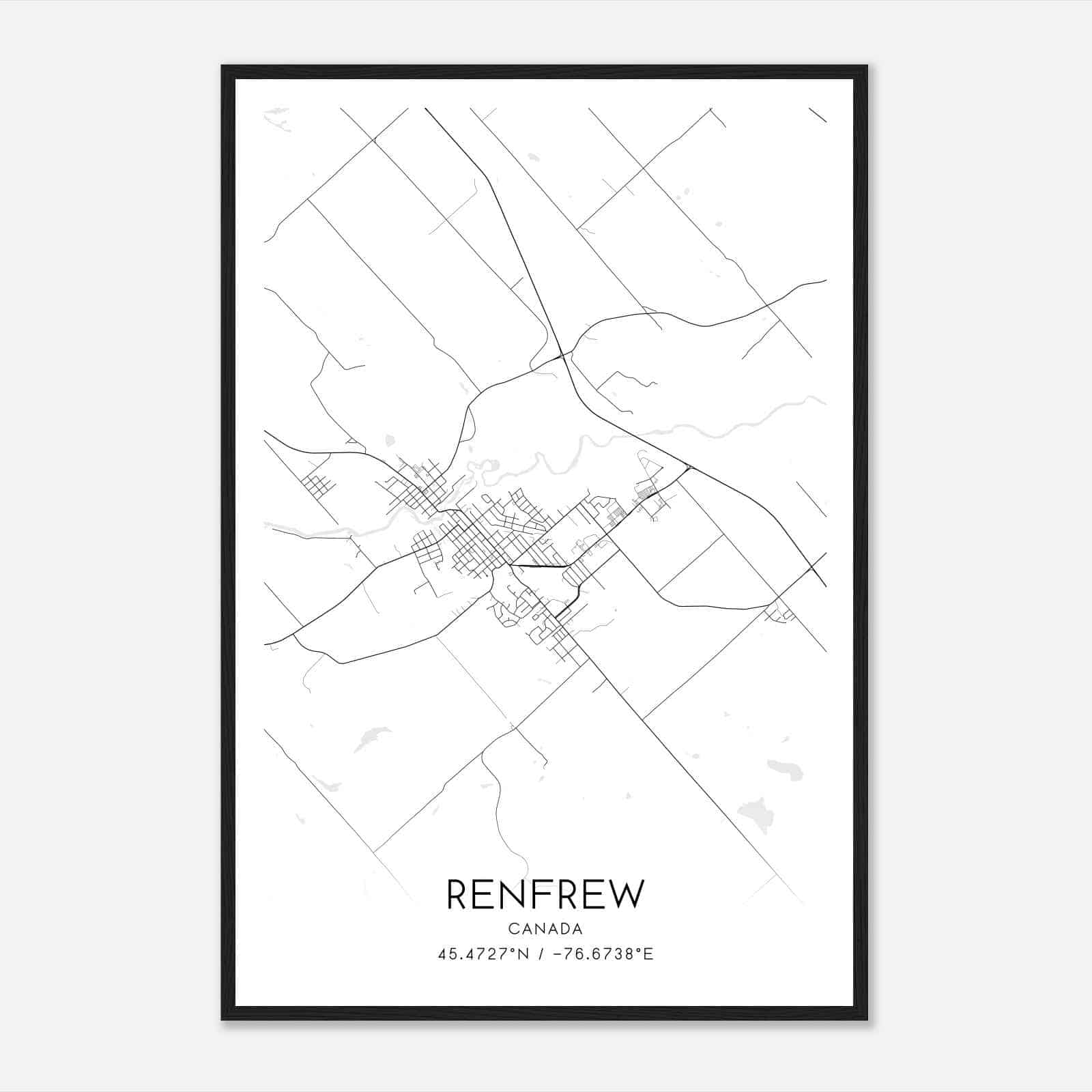 Renfrew Canada Map Poster, Modern Home Decor Wall Art Print