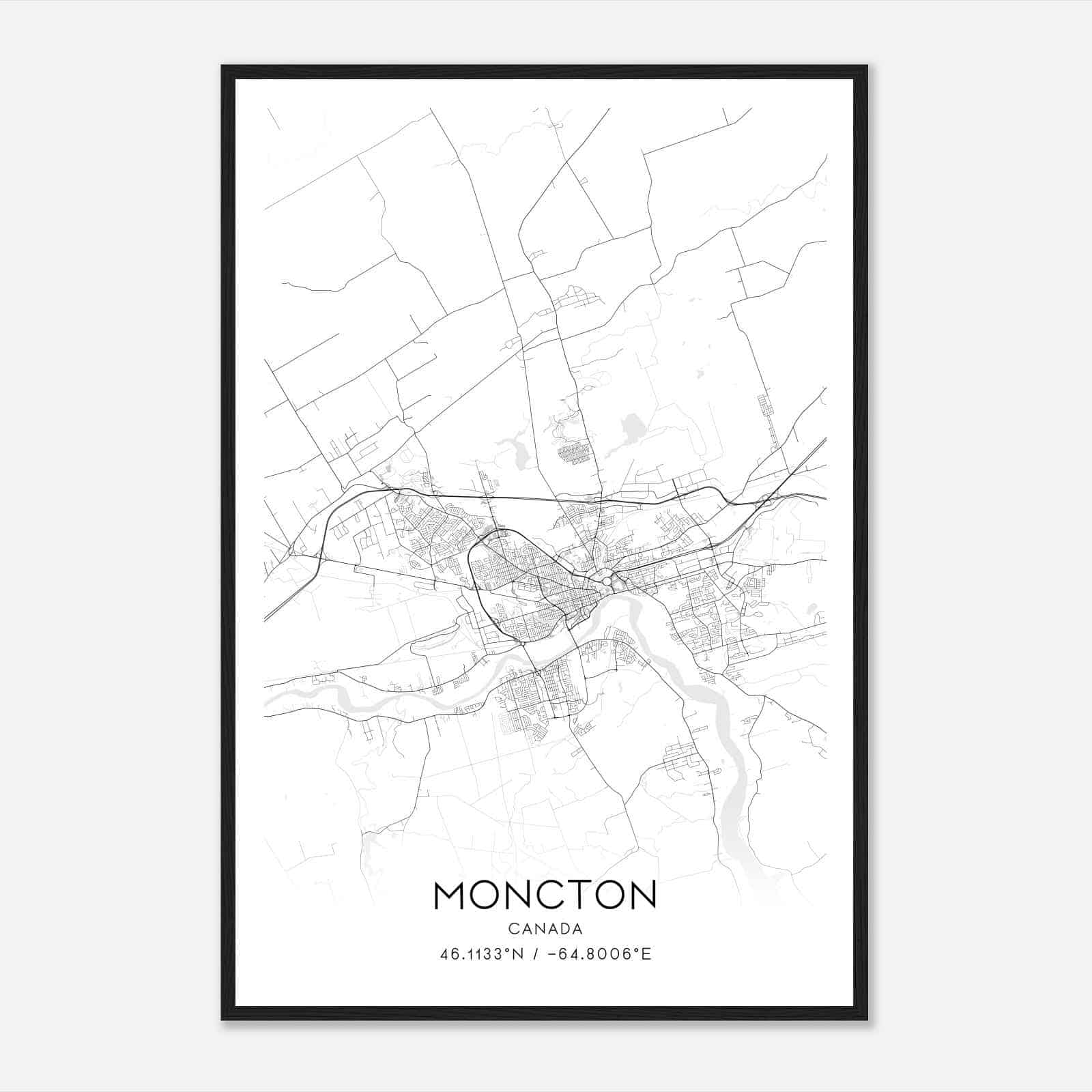 Moncton Canada Map Poster, Modern Home Decor Wall Art Print