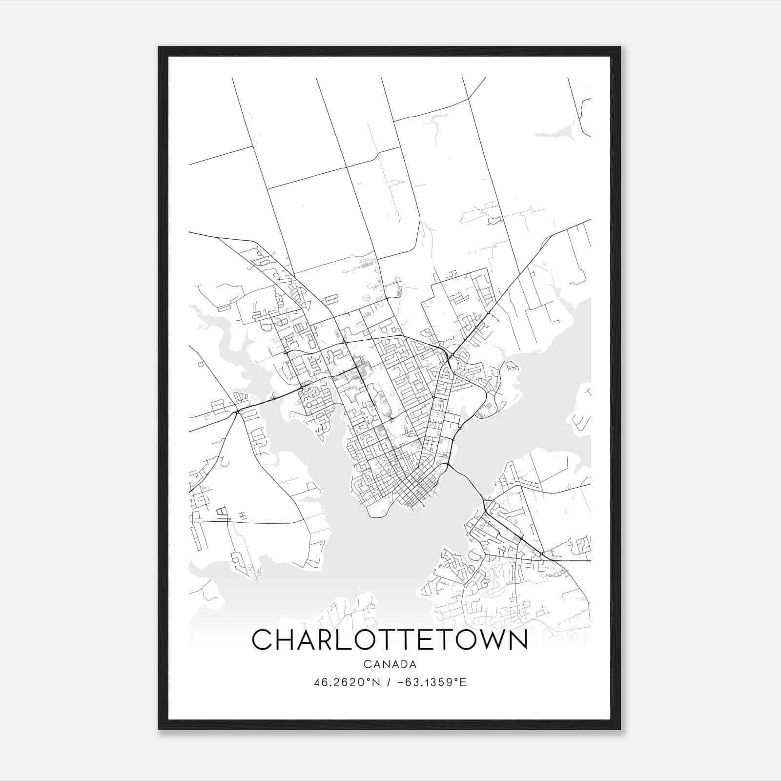 Charlottetown Canada Map Poster, Modern Home Decor Wall Art Print