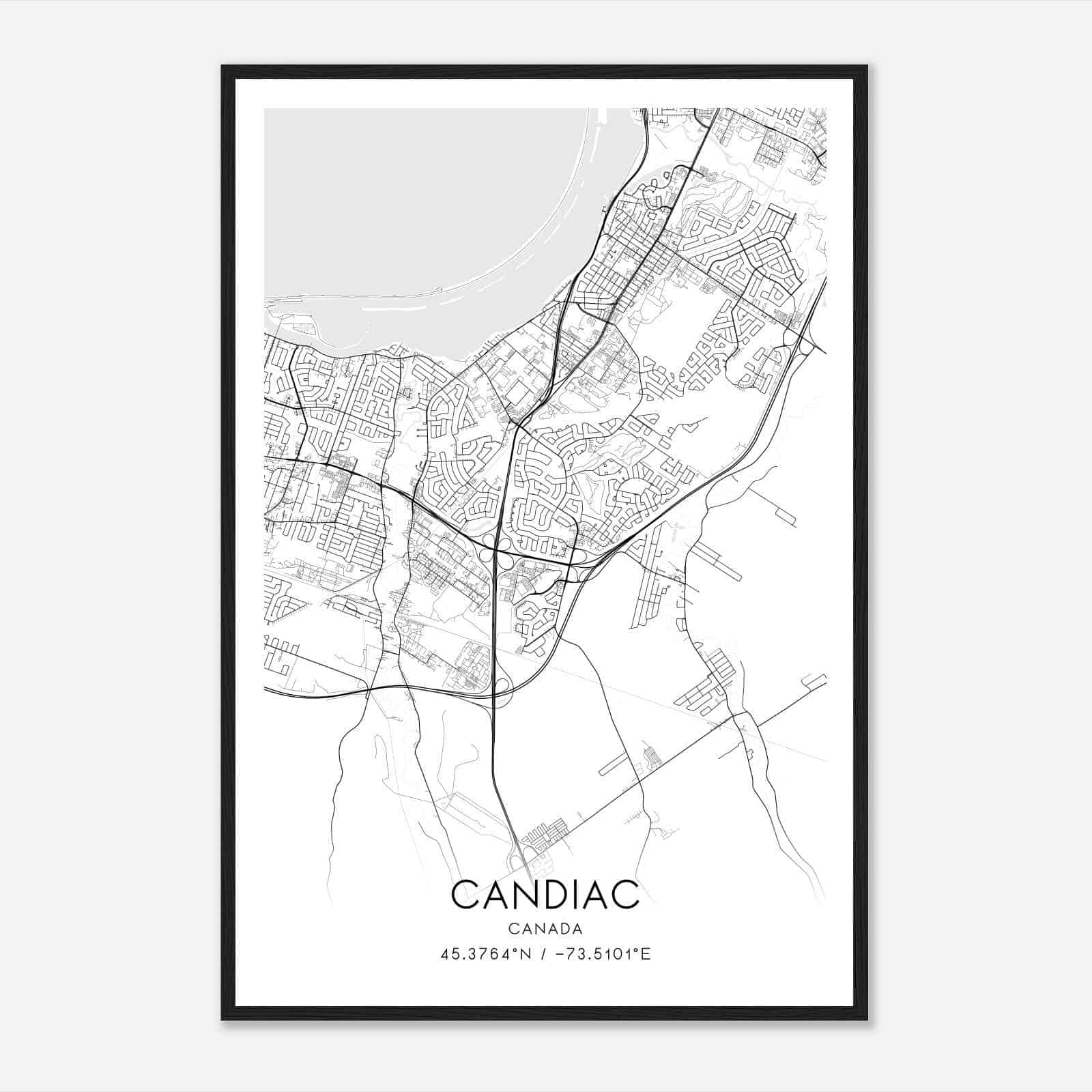 Candiac Canada Map Poster, Modern Home Decor Wall Art Print