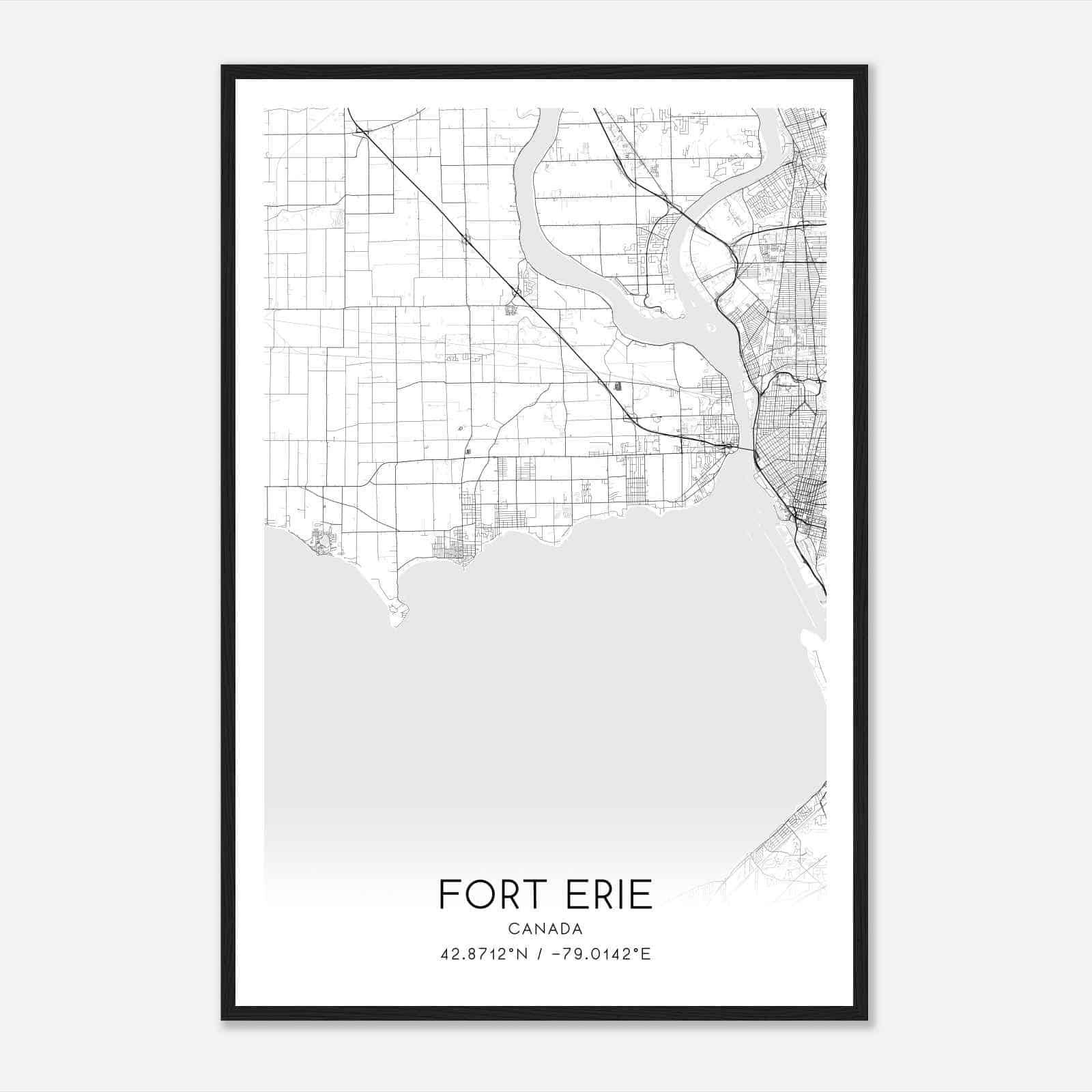 Fort Erie Canada Map Poster, Modern Home Decor Wall Art Print